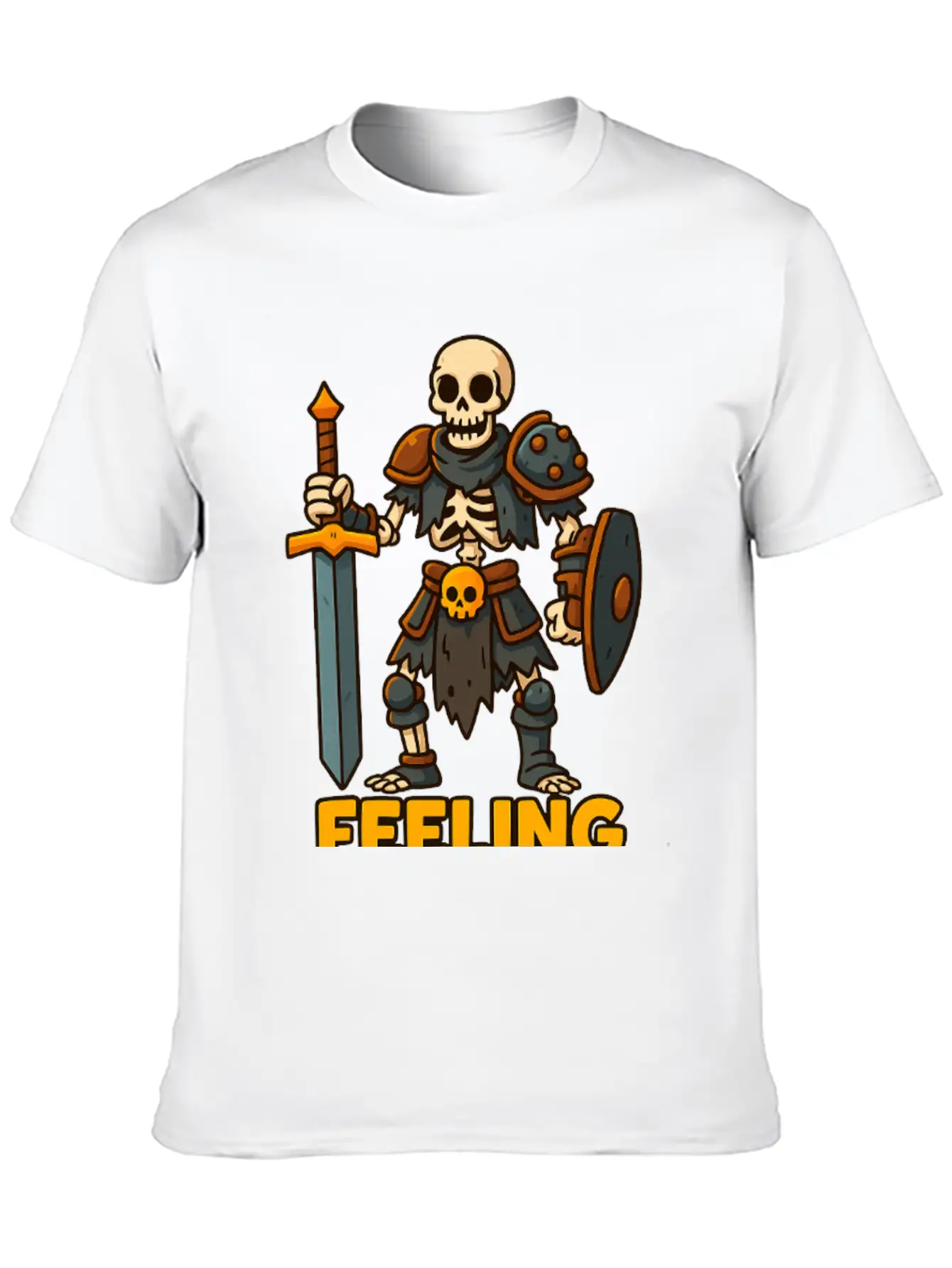 Cartoon Skeleton Warrior Comfortable Minimalist Graphic Tee – Summer Style Essential