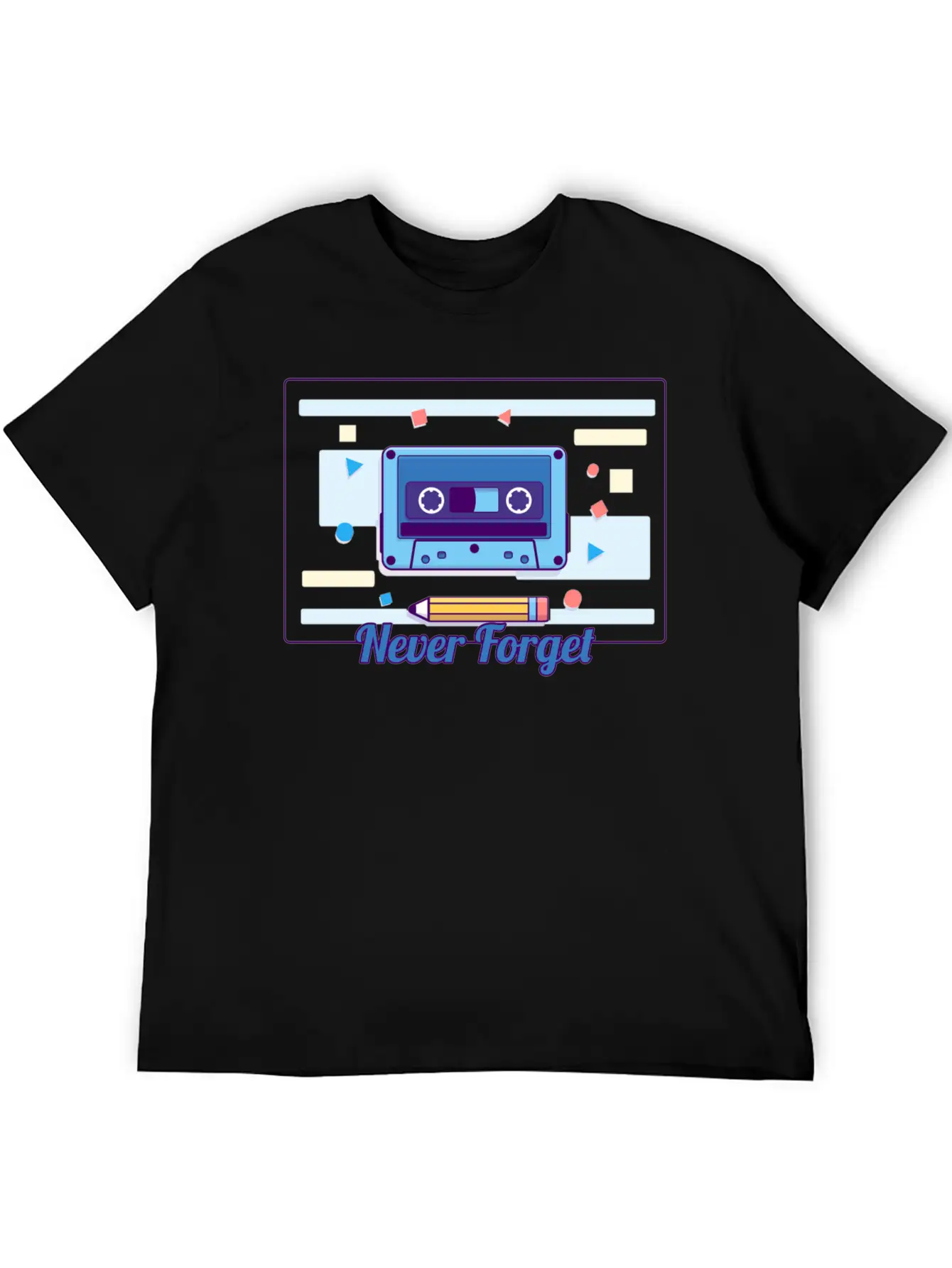Cassette Never Forget Stickers ! Basic Graphic T-Shirt – Daily Comfort In Soft Cotton