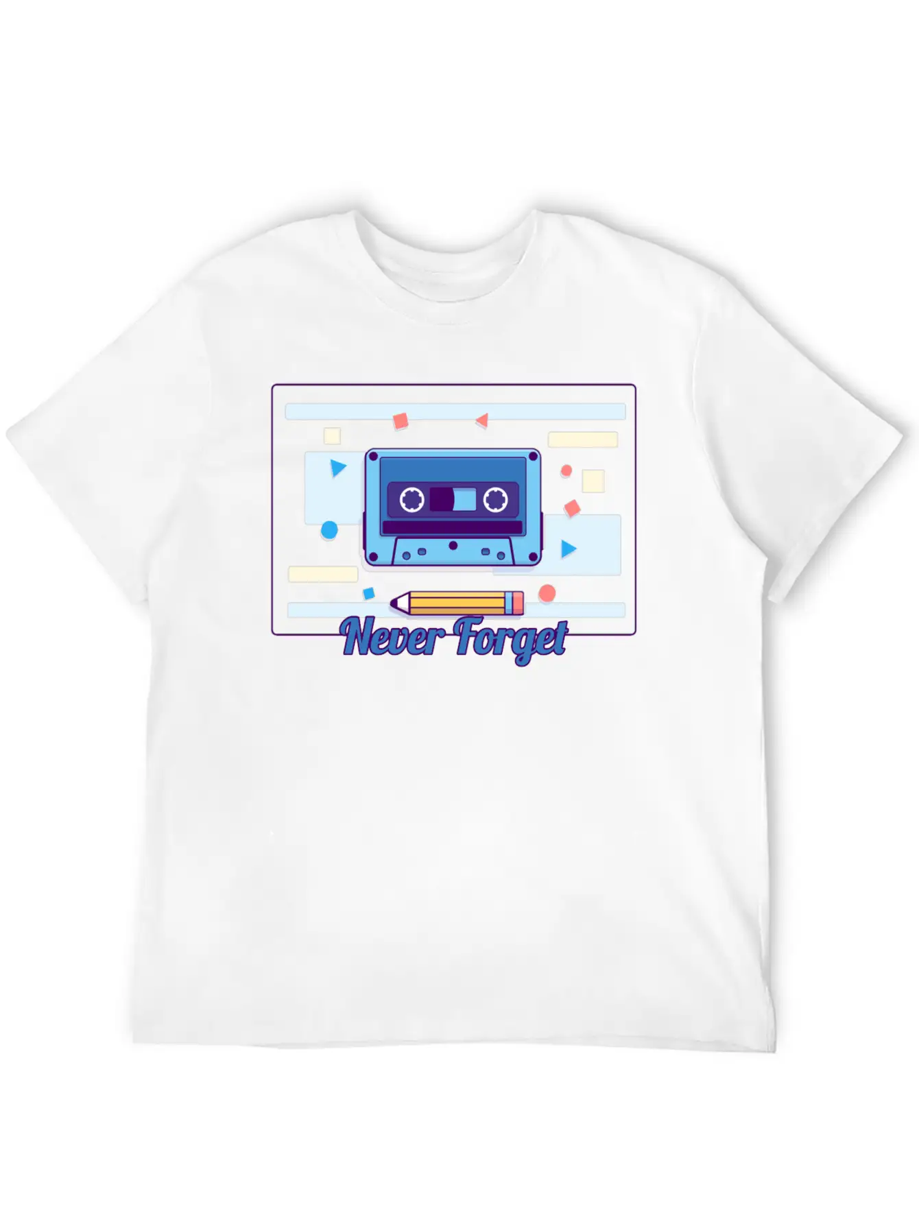 Cassette Never Forget Stickers ! Basic Graphic T-Shirt – Daily Comfort In Soft Cotton