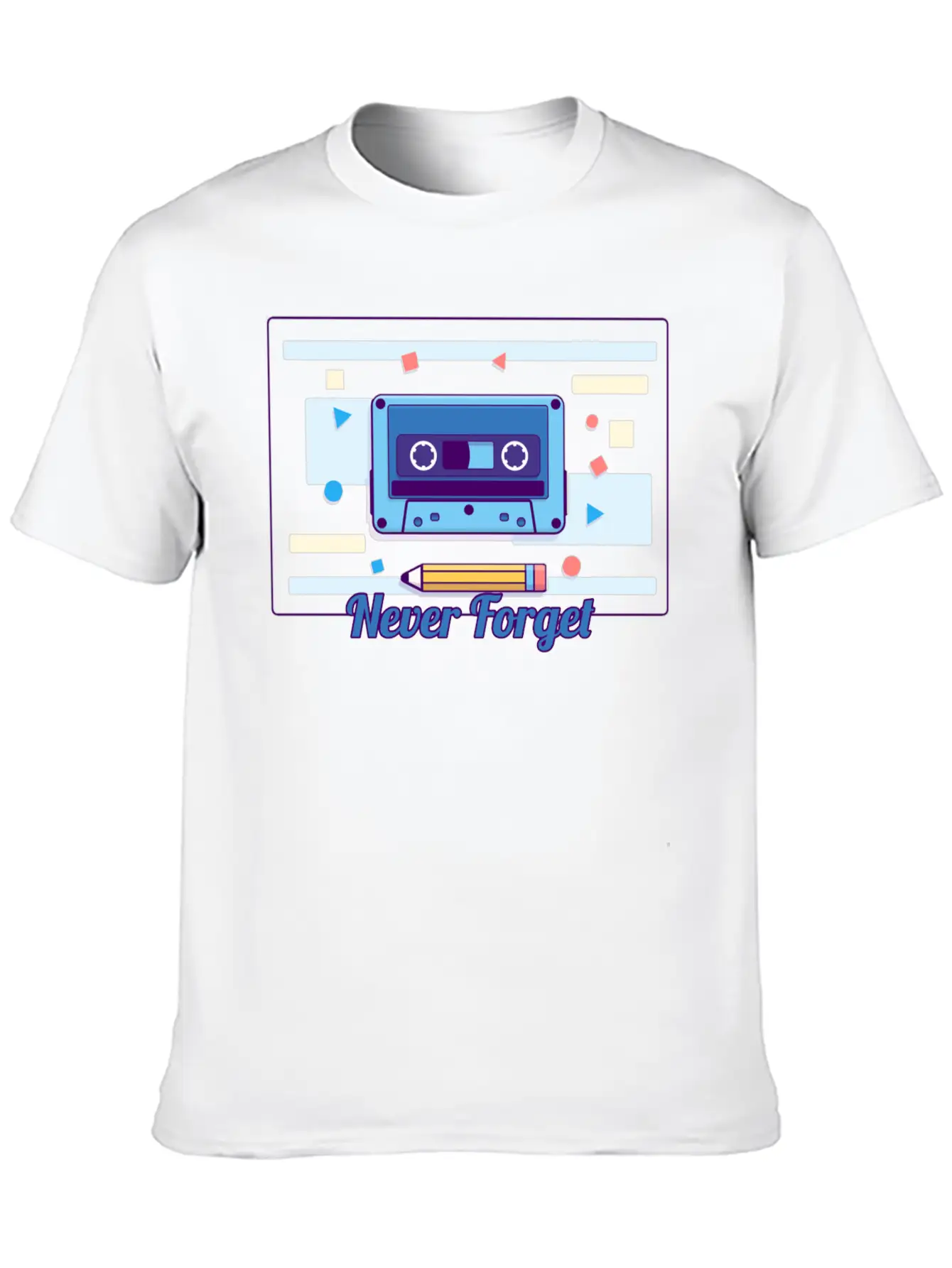 Cassette Never Forget Stickers ! Basic Graphic T-Shirt – Daily Comfort In Soft Cotton