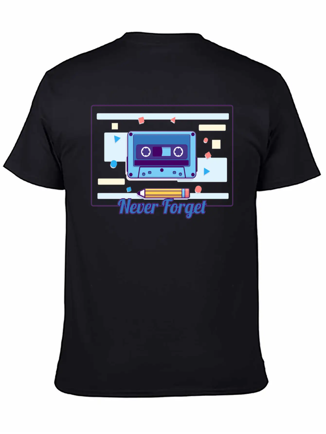 Cassette Never Forget Stickers ! Basic Graphic T-Shirt – Daily Comfort In Soft Cotton