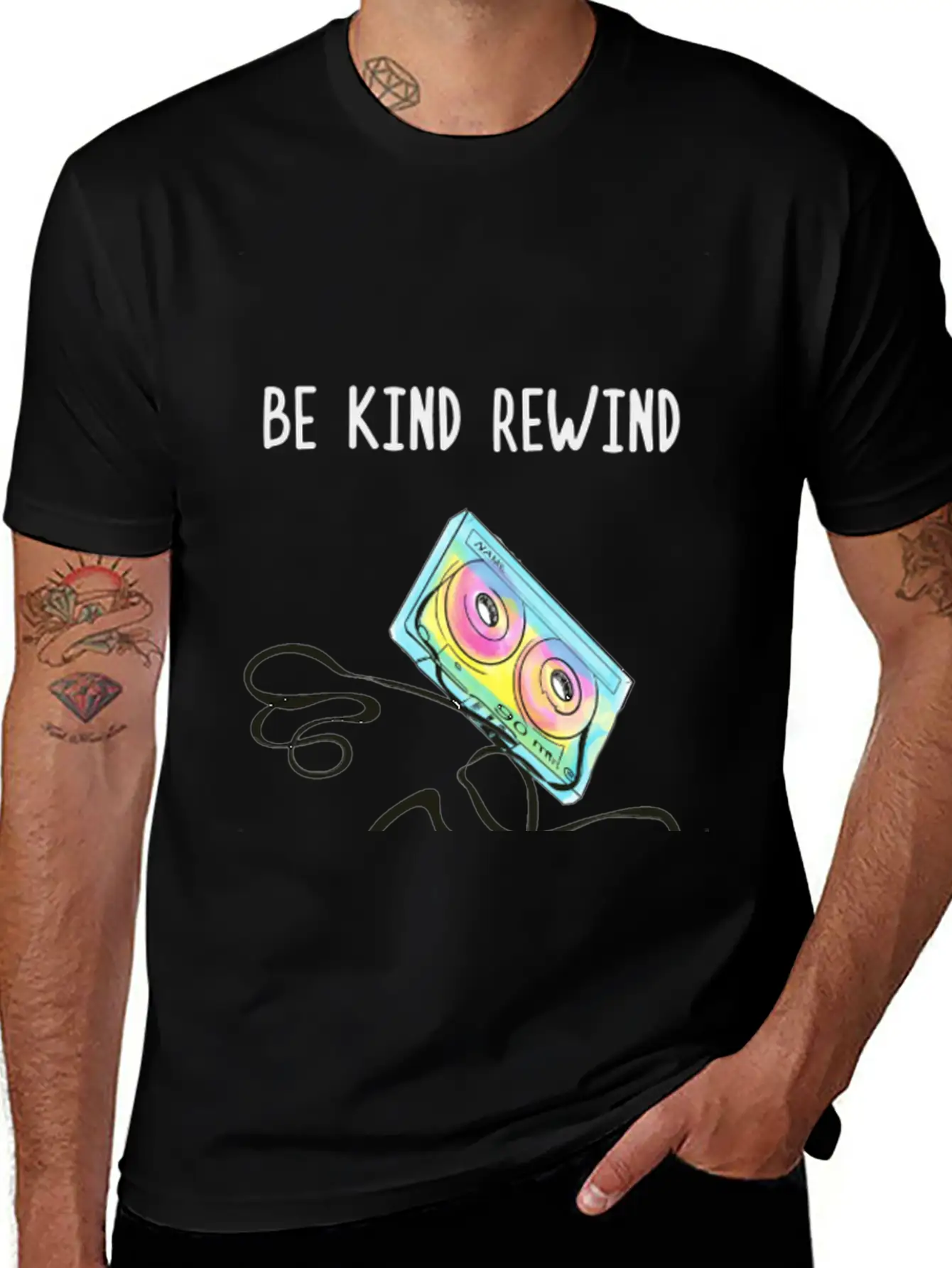 Cassette Tape Rewind Unisex Short Sleeve Soft Cotton T-Shirt – Casual Everyday Wear