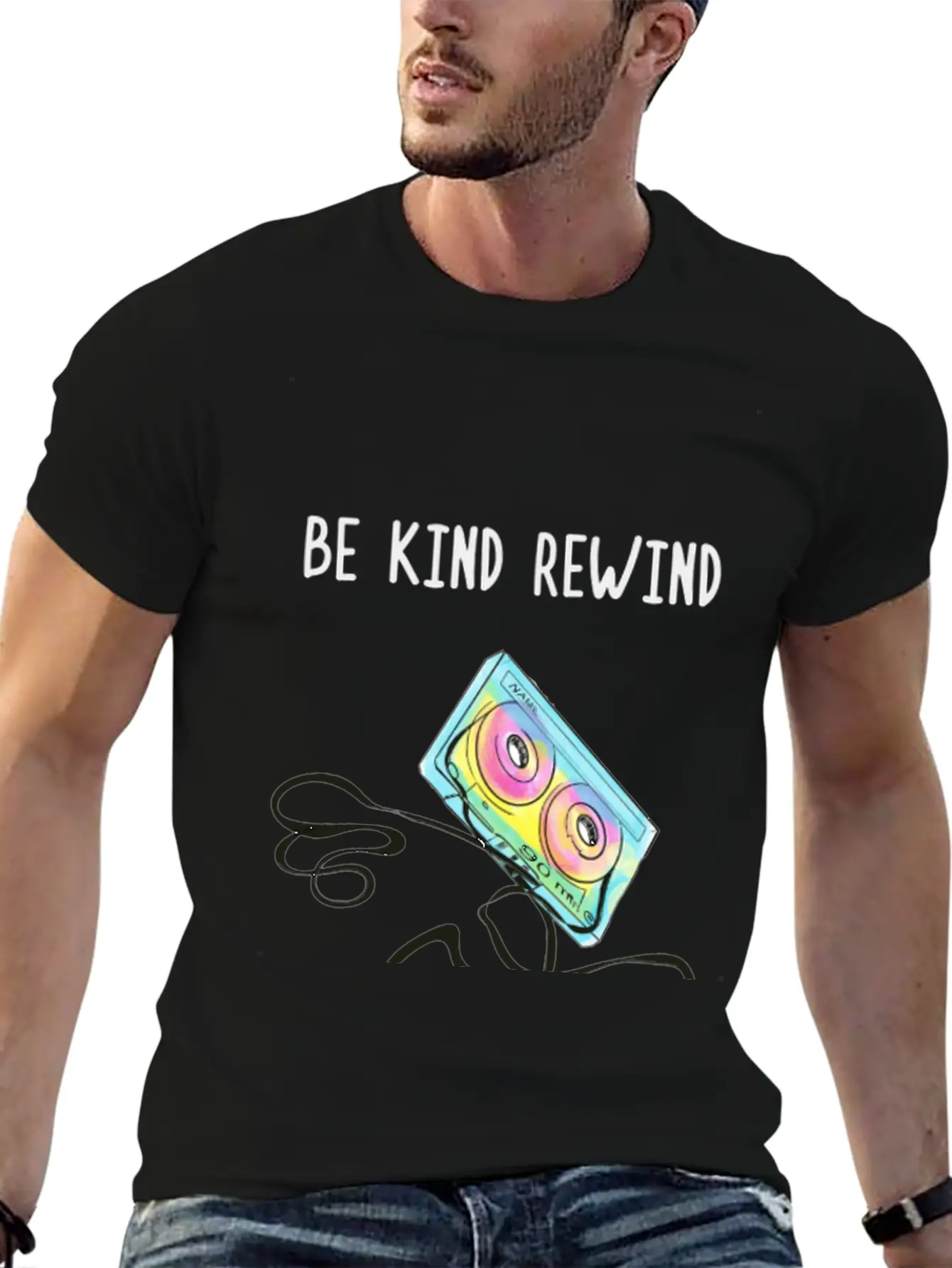 Cassette Tape Rewind Unisex Short Sleeve Soft Cotton T-Shirt – Casual Everyday Wear