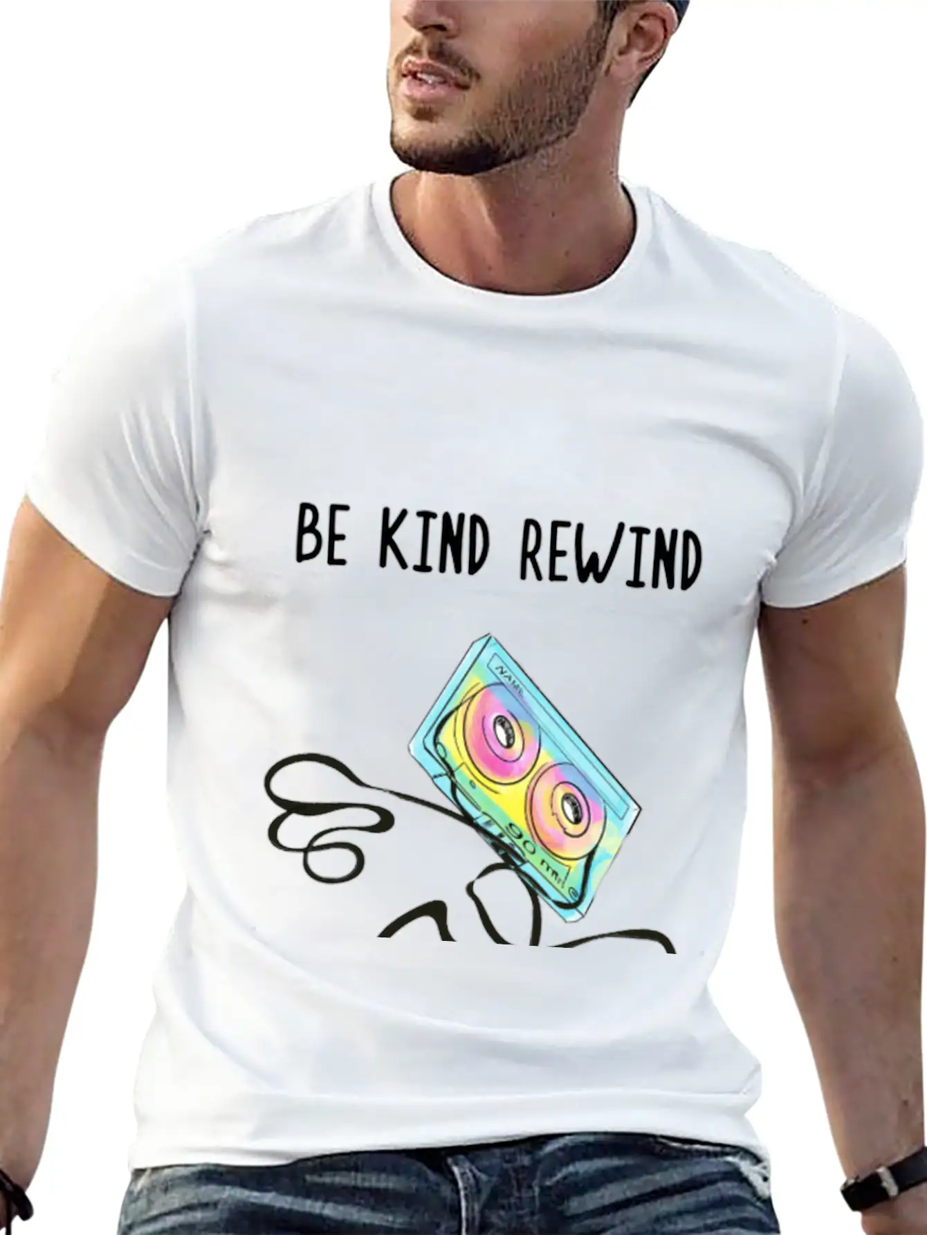 Cassette Tape Rewind Unisex Short Sleeve Soft Cotton T-Shirt – Casual Everyday Wear