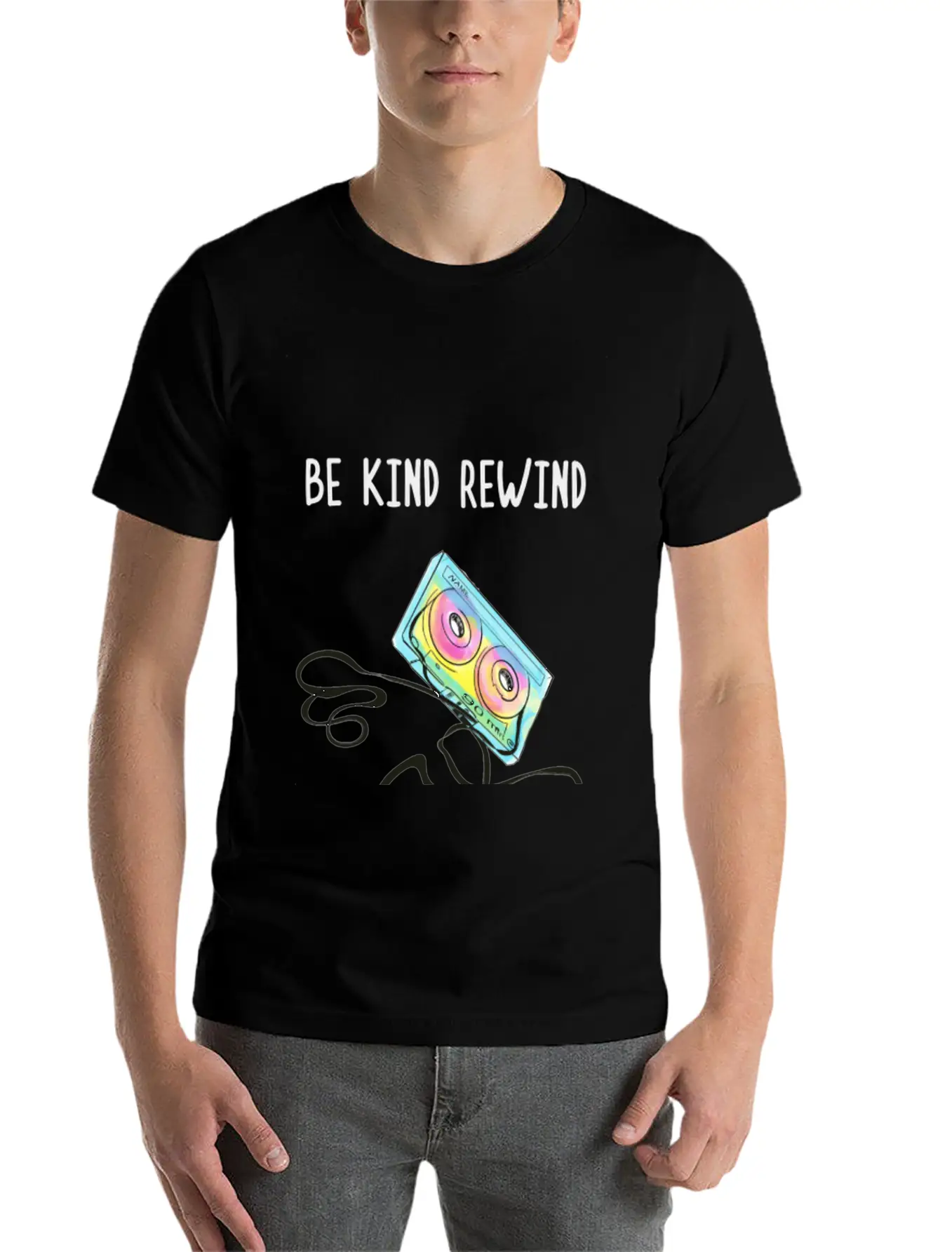 Cassette Tape Rewind Unisex Short Sleeve Soft Cotton T-Shirt – Casual Everyday Wear