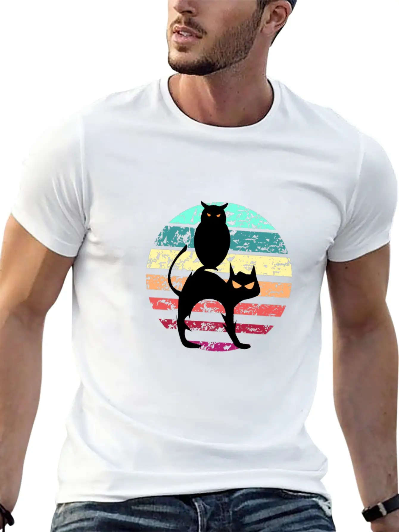 Cat And Owl Unisex Casual T-Shirt – Clean Design For Daily Comfort