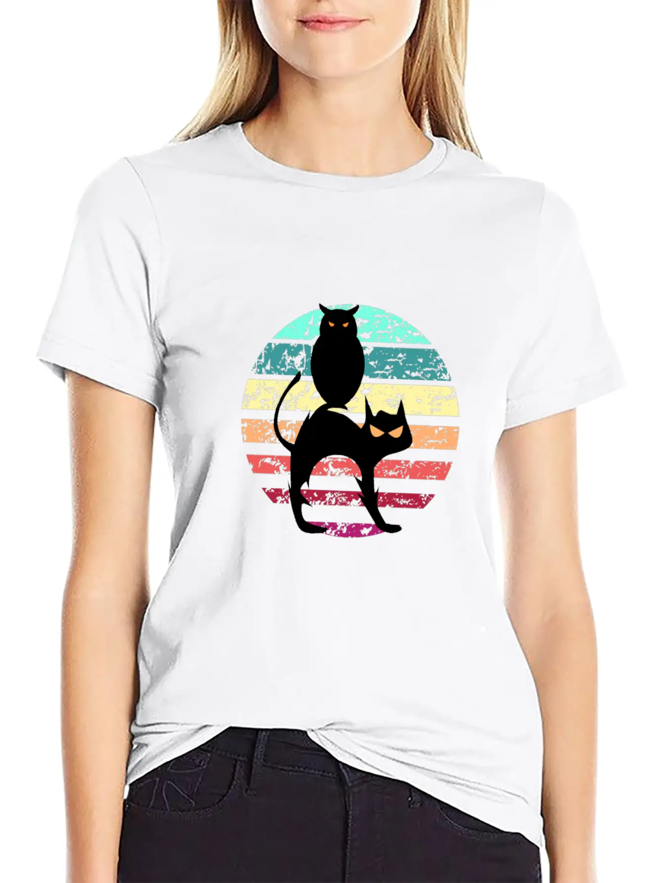 Cat And Owl Unisex Casual T-Shirt – Clean Design For Daily Comfort