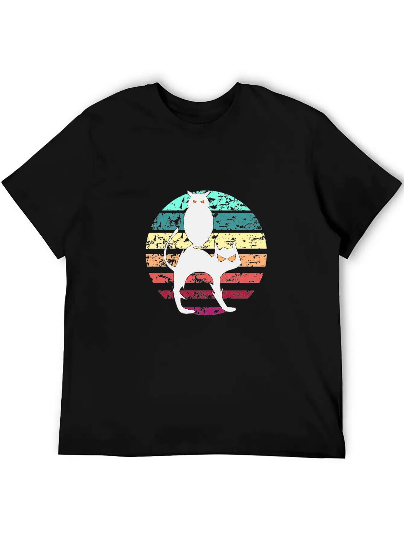 Cat And Owl Unisex Casual T-Shirt – Clean Design For Daily Comfort