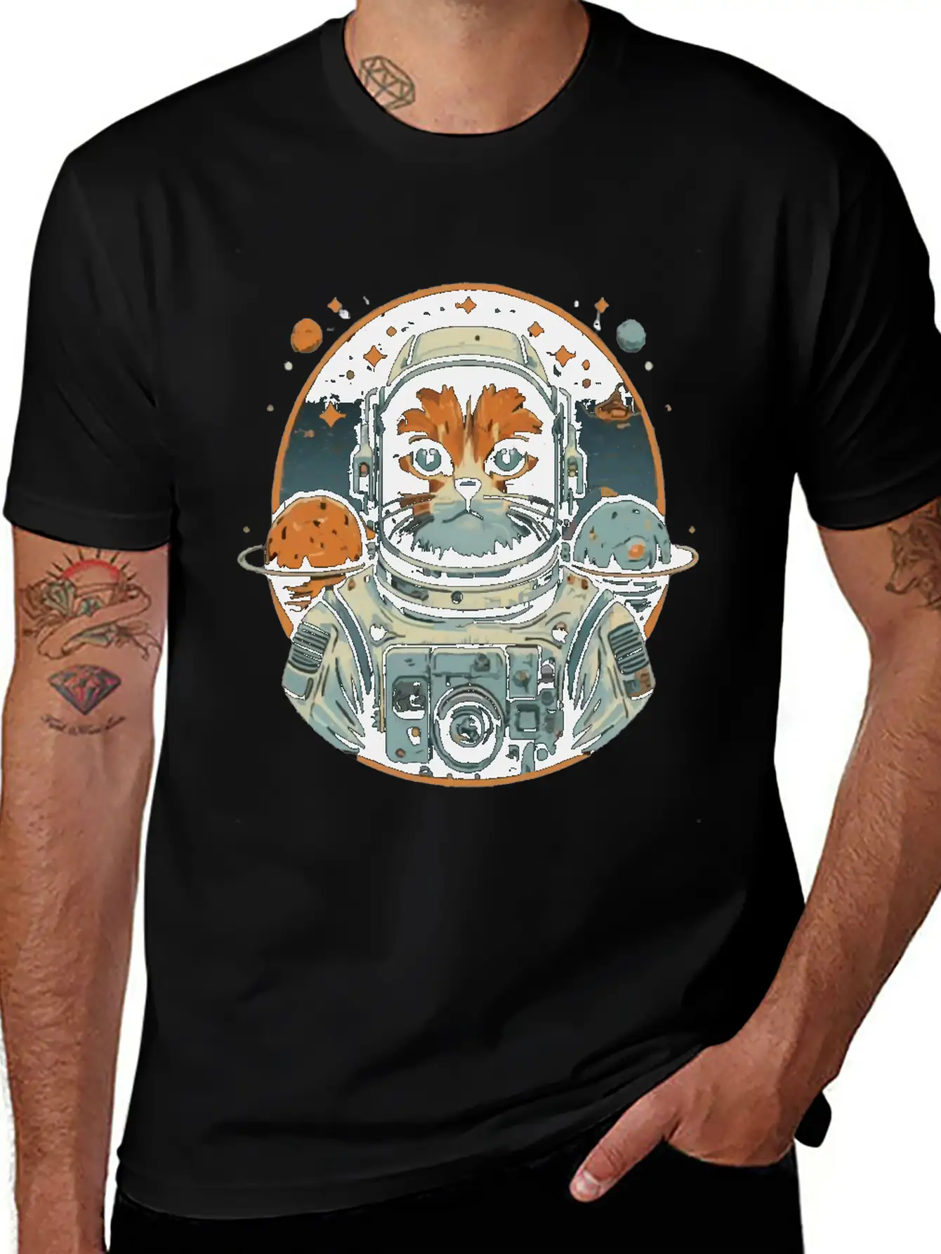 Cat Astronaut On Asteroids Unisex Casual T-Shirt – Clean Design For Daily Comfort