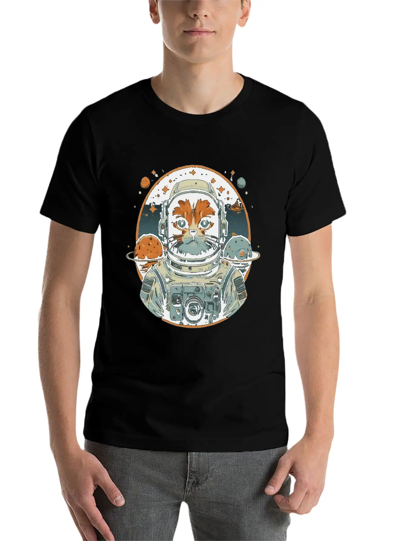 Cat Astronaut On Asteroids Unisex Casual T-Shirt – Clean Design For Daily Comfort