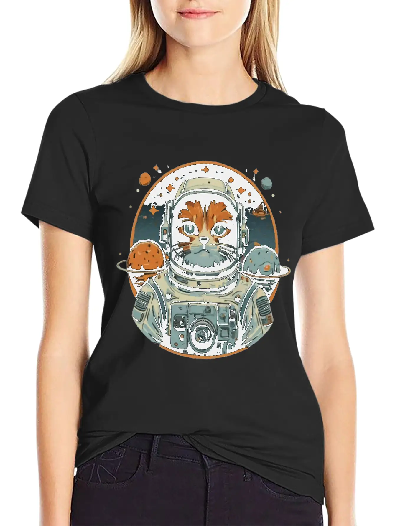 Cat Astronaut On Asteroids Unisex Casual T-Shirt – Clean Design For Daily Comfort