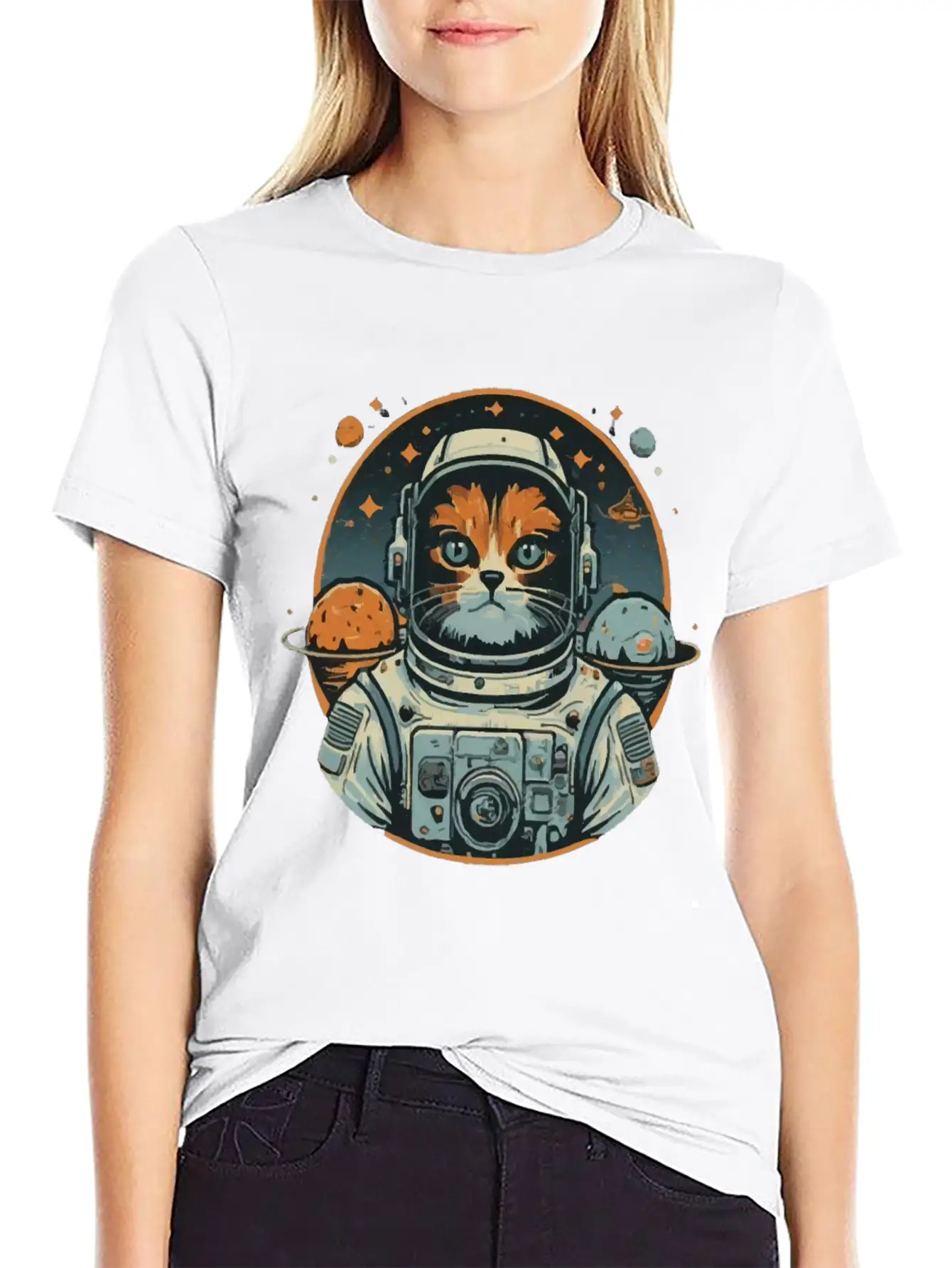 Cat Astronaut On Asteroids Unisex Casual T-Shirt – Clean Design For Daily Comfort