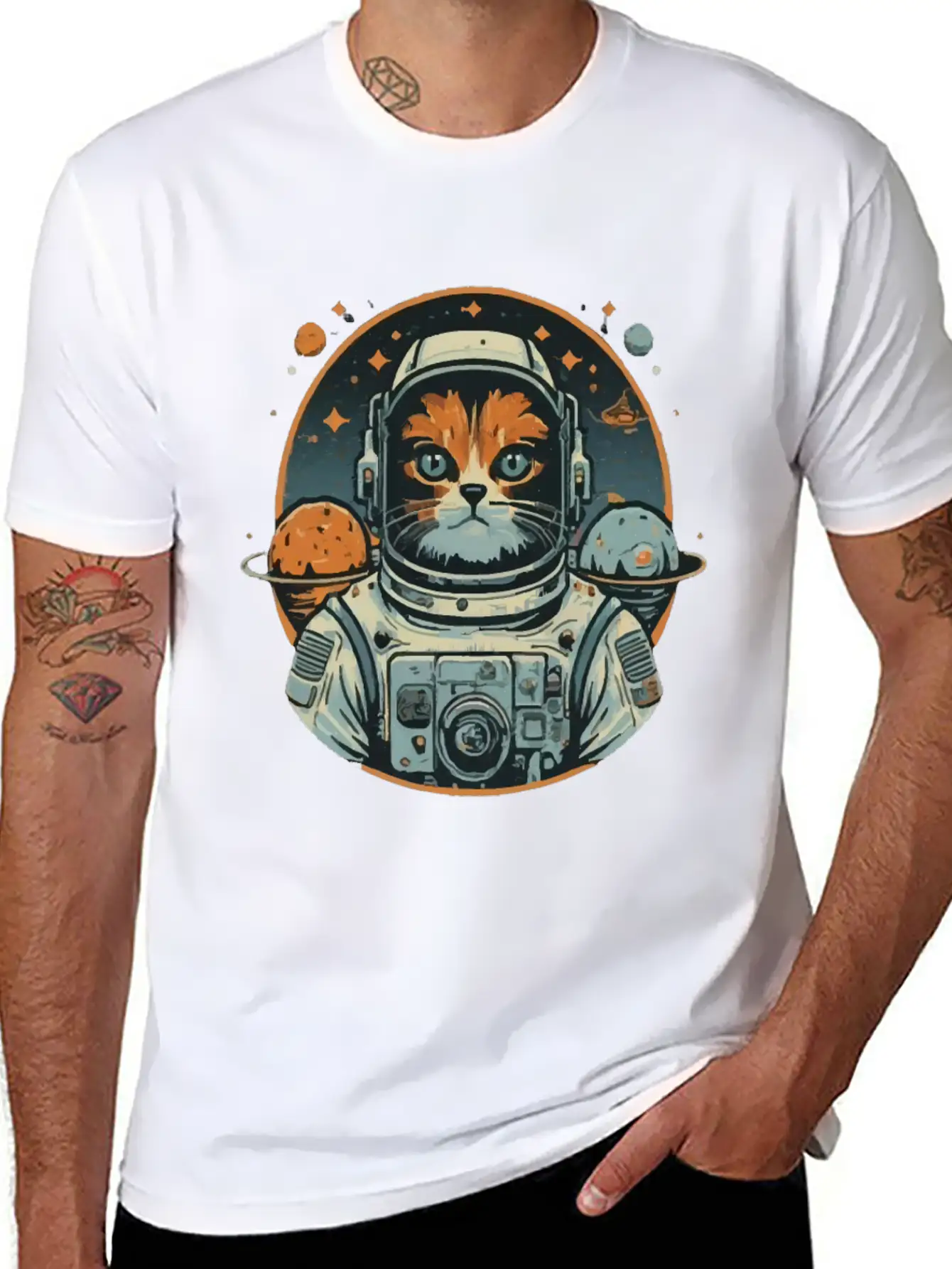 Cat Astronaut On Asteroids Unisex Casual T-Shirt – Clean Design For Daily Comfort