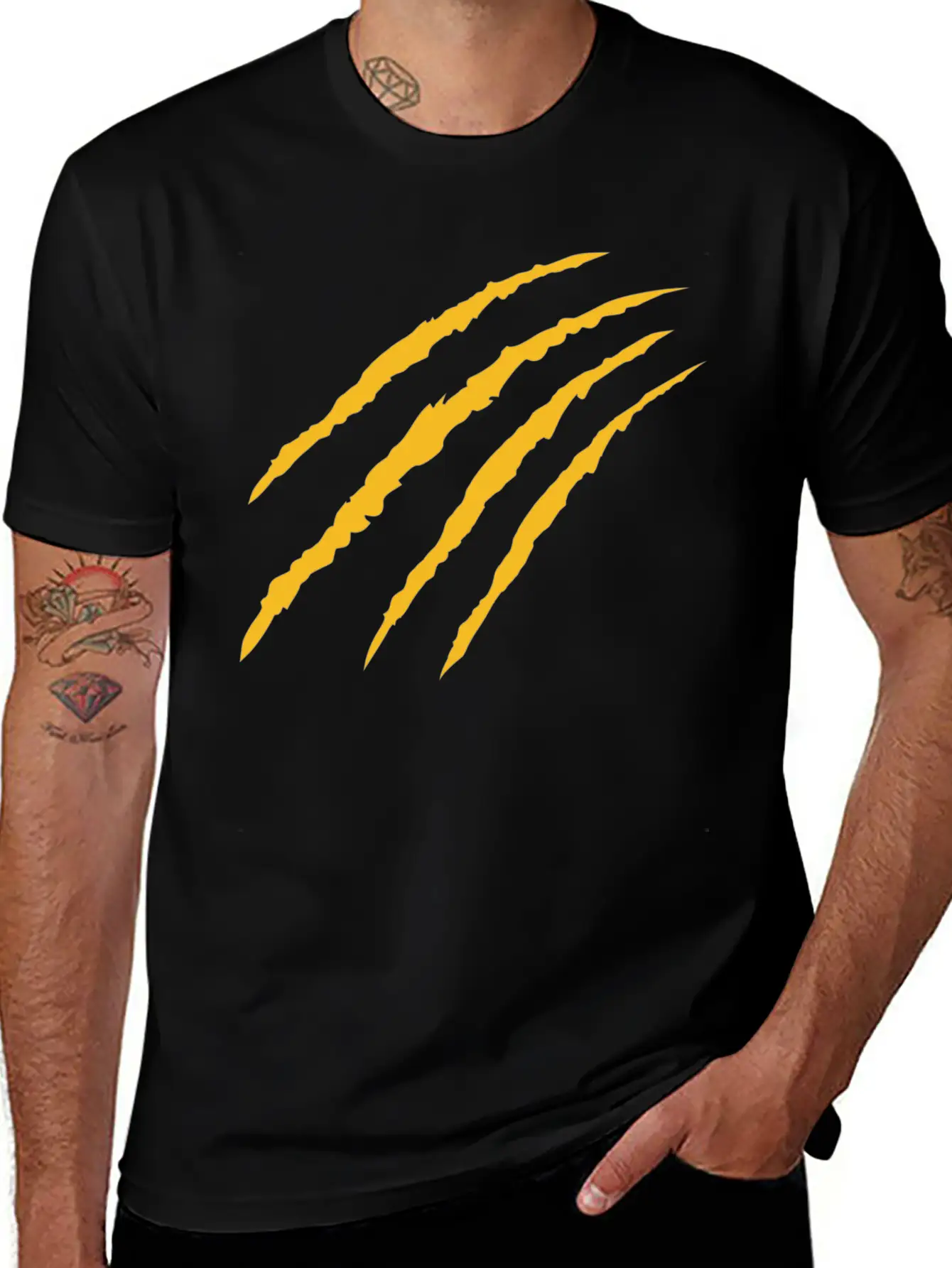 Cat Claw Marks (Bright Gold) Timeless Short Sleeve Tee – Comfy And Minimalist Design