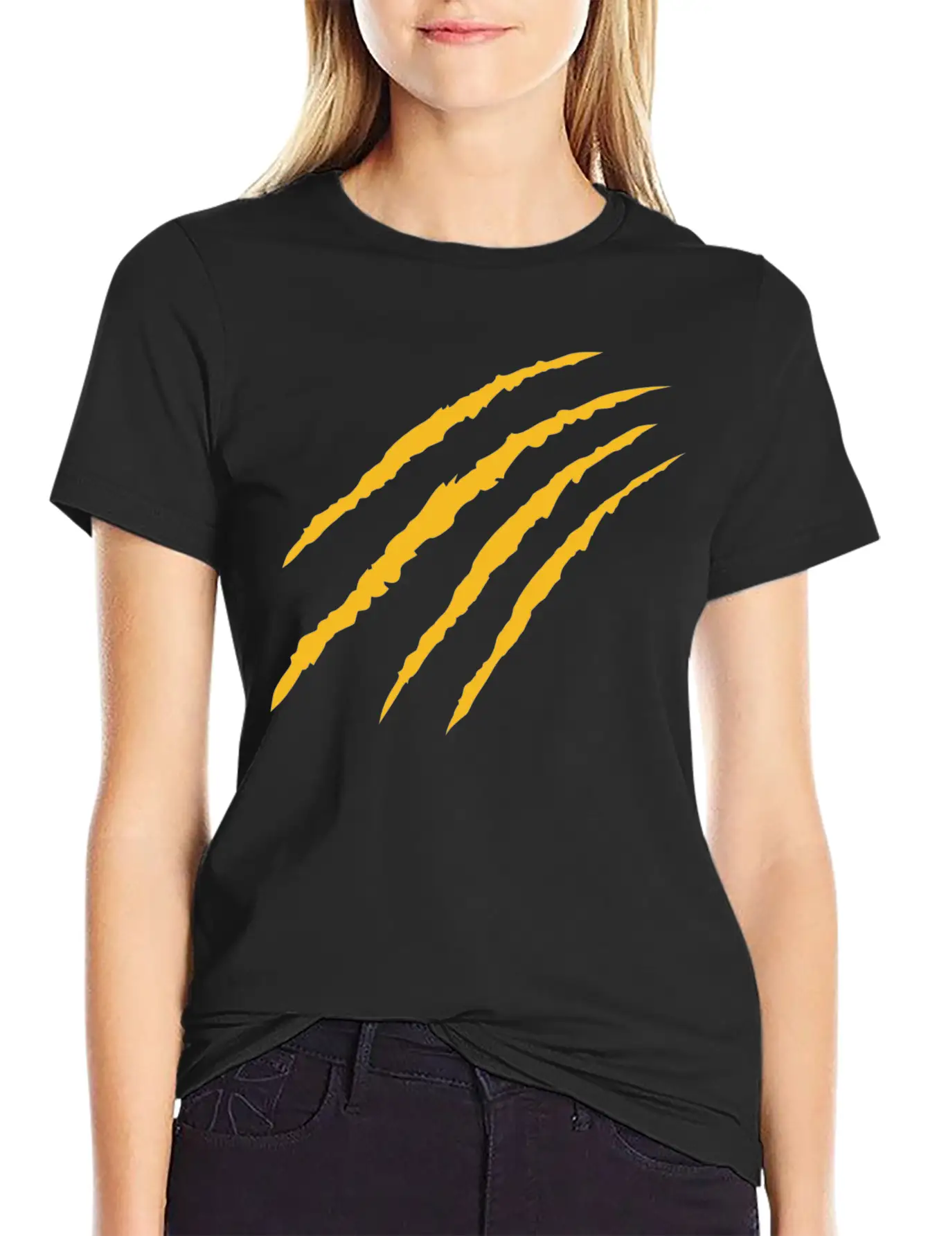 Cat Claw Marks (Bright Gold) Timeless Short Sleeve Tee – Comfy And Minimalist Design