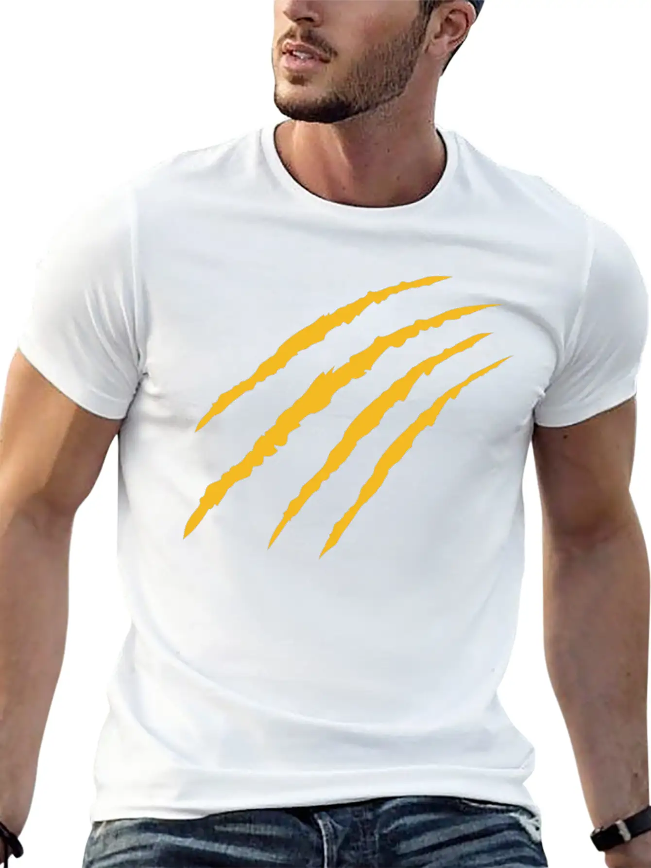 Cat Claw Marks (Bright Gold) Timeless Short Sleeve Tee – Comfy And Minimalist Design