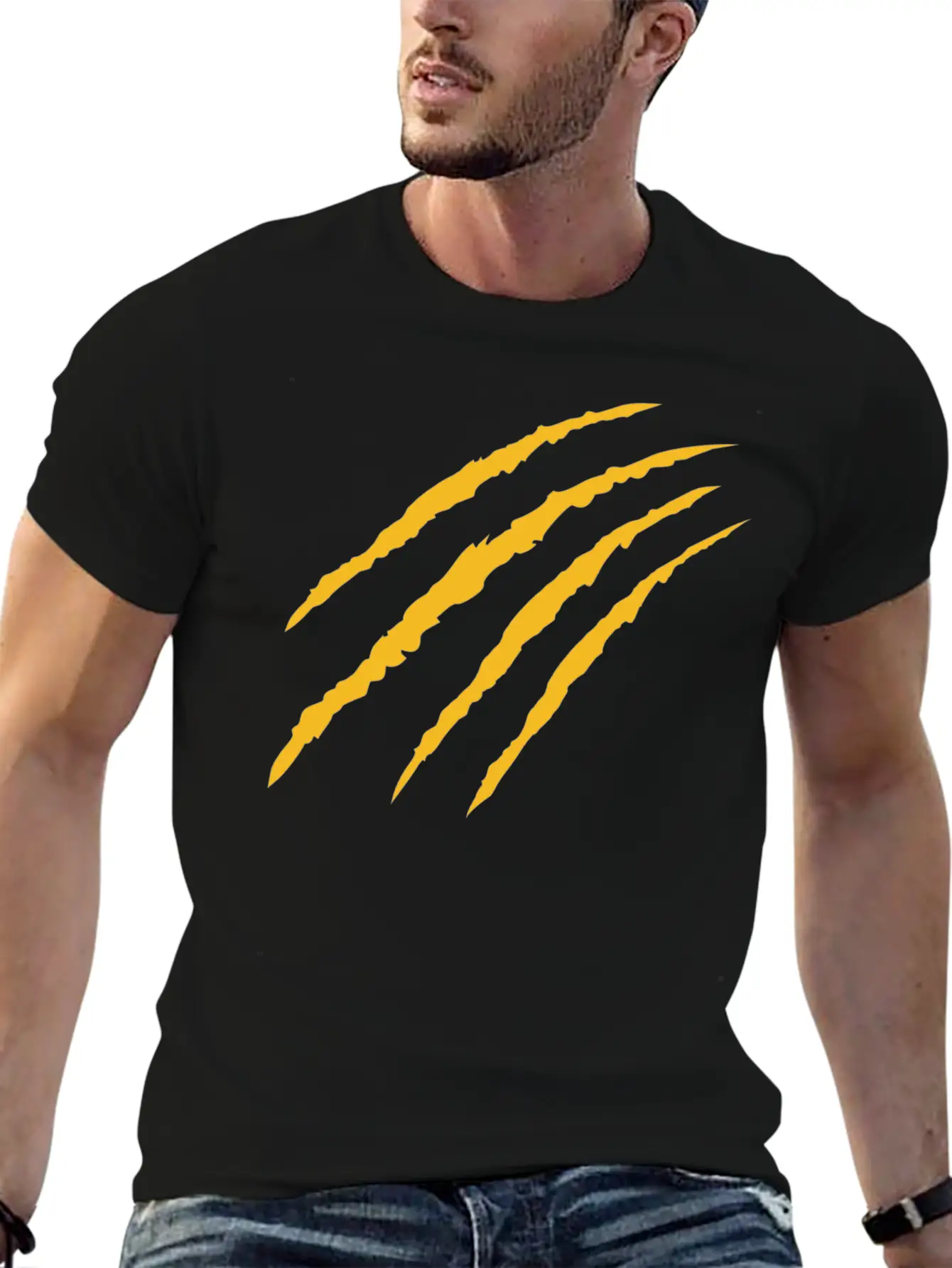 Cat Claw Marks (Bright Gold) Timeless Short Sleeve Tee – Comfy And Minimalist Design