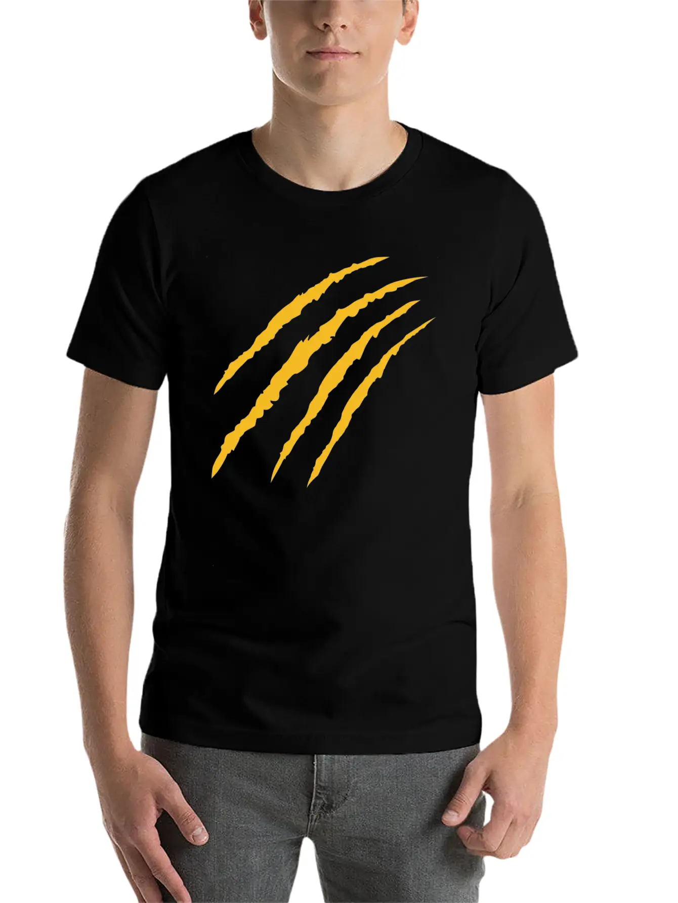 Cat Claw Marks (Bright Gold) Timeless Short Sleeve Tee – Comfy And Minimalist Design