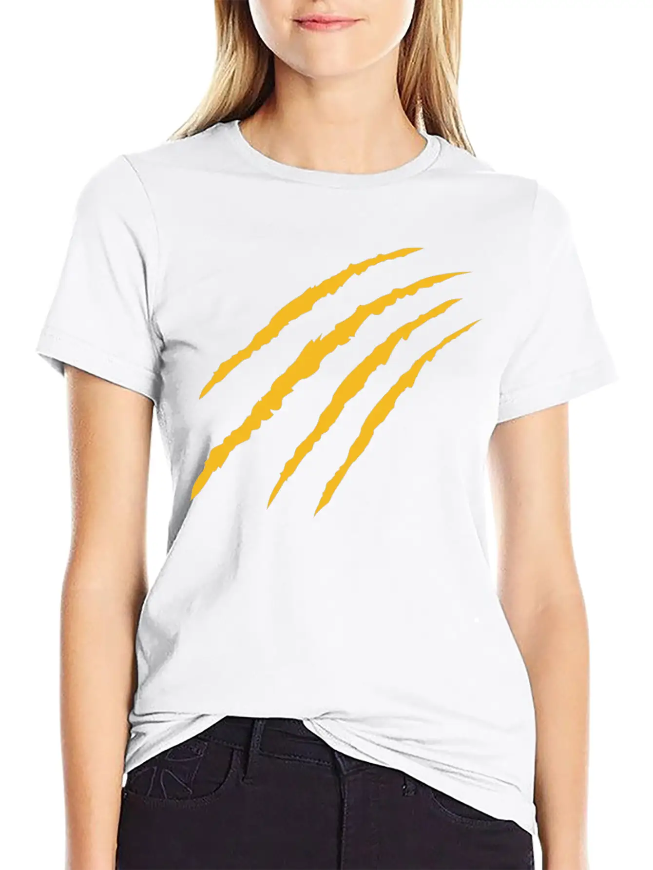Cat Claw Marks (Bright Gold) Timeless Short Sleeve Tee – Comfy And Minimalist Design