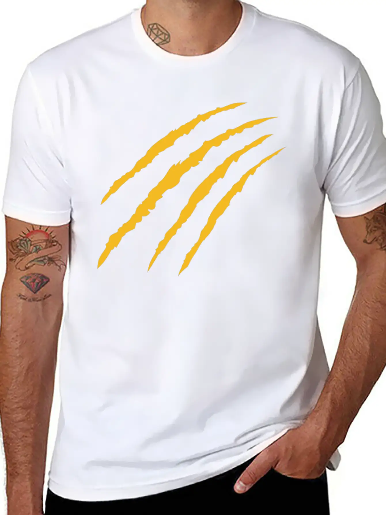 Cat Claw Marks (Bright Gold) Timeless Short Sleeve Tee – Comfy And Minimalist Design