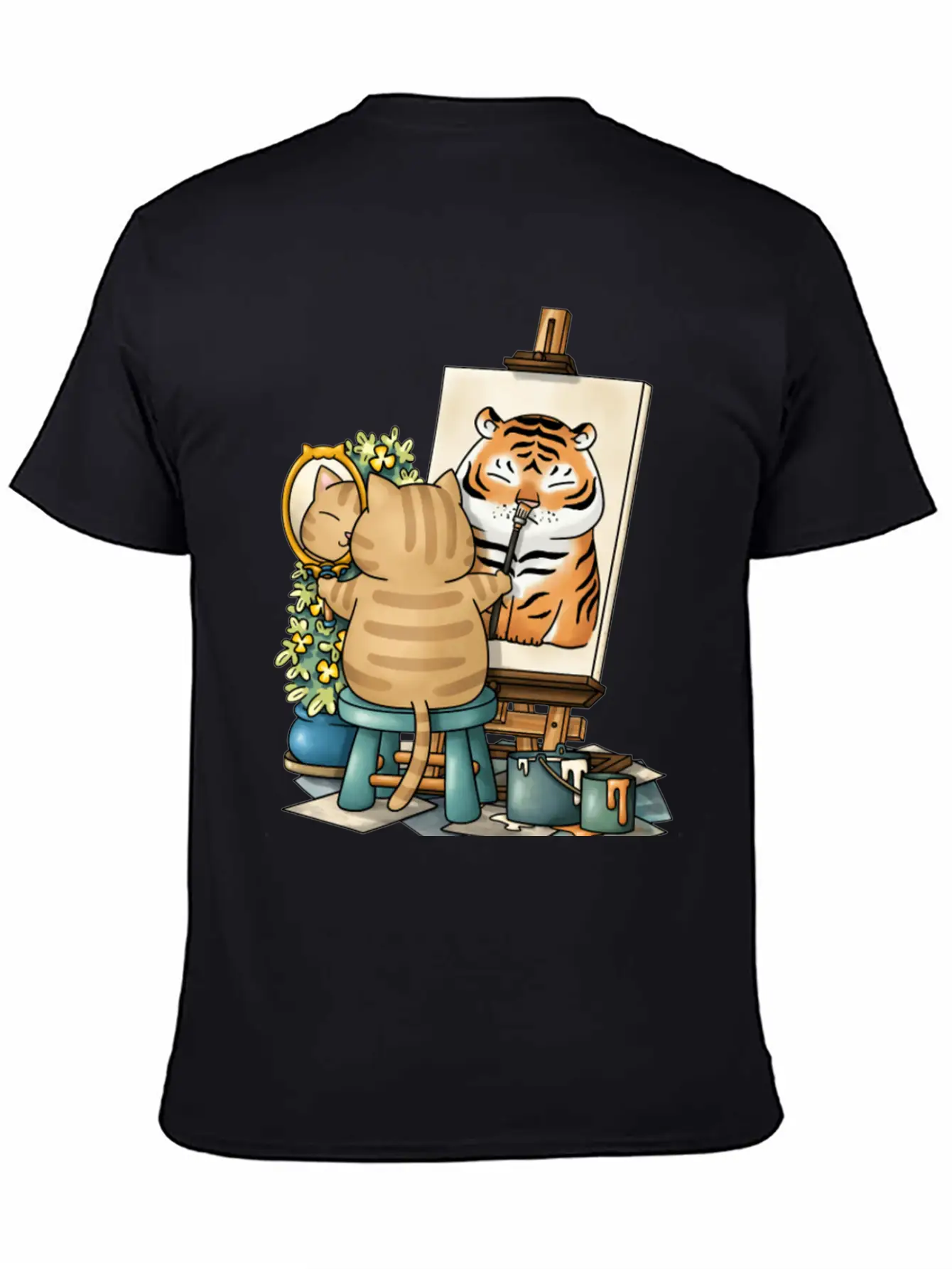 Cat Confidence Self Portrait Stylish Everyday T-Shirt – Unisex Basic Cotton Tee