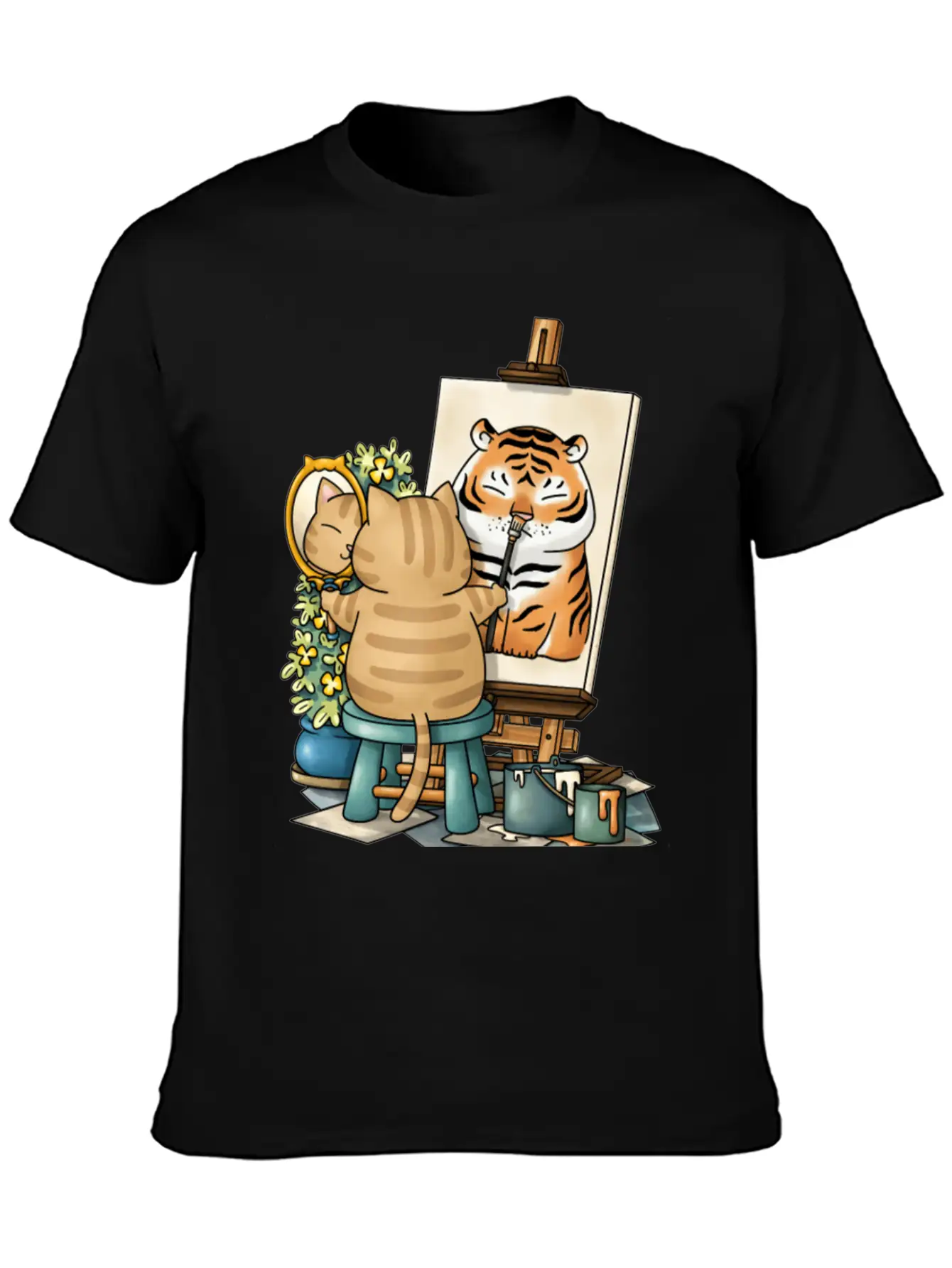 Cat Confidence Self Portrait Stylish Everyday T-Shirt – Unisex Basic Cotton Tee