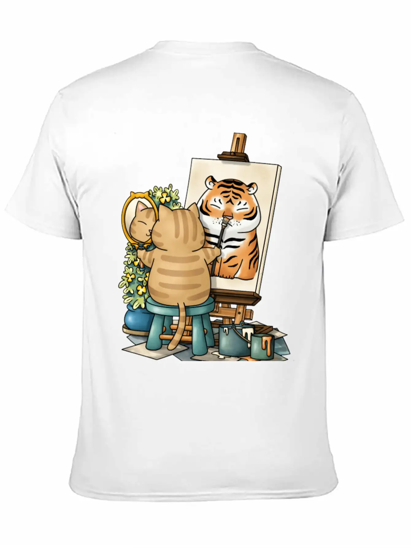 Cat Confidence Self Portrait Stylish Everyday T-Shirt – Unisex Basic Cotton Tee
