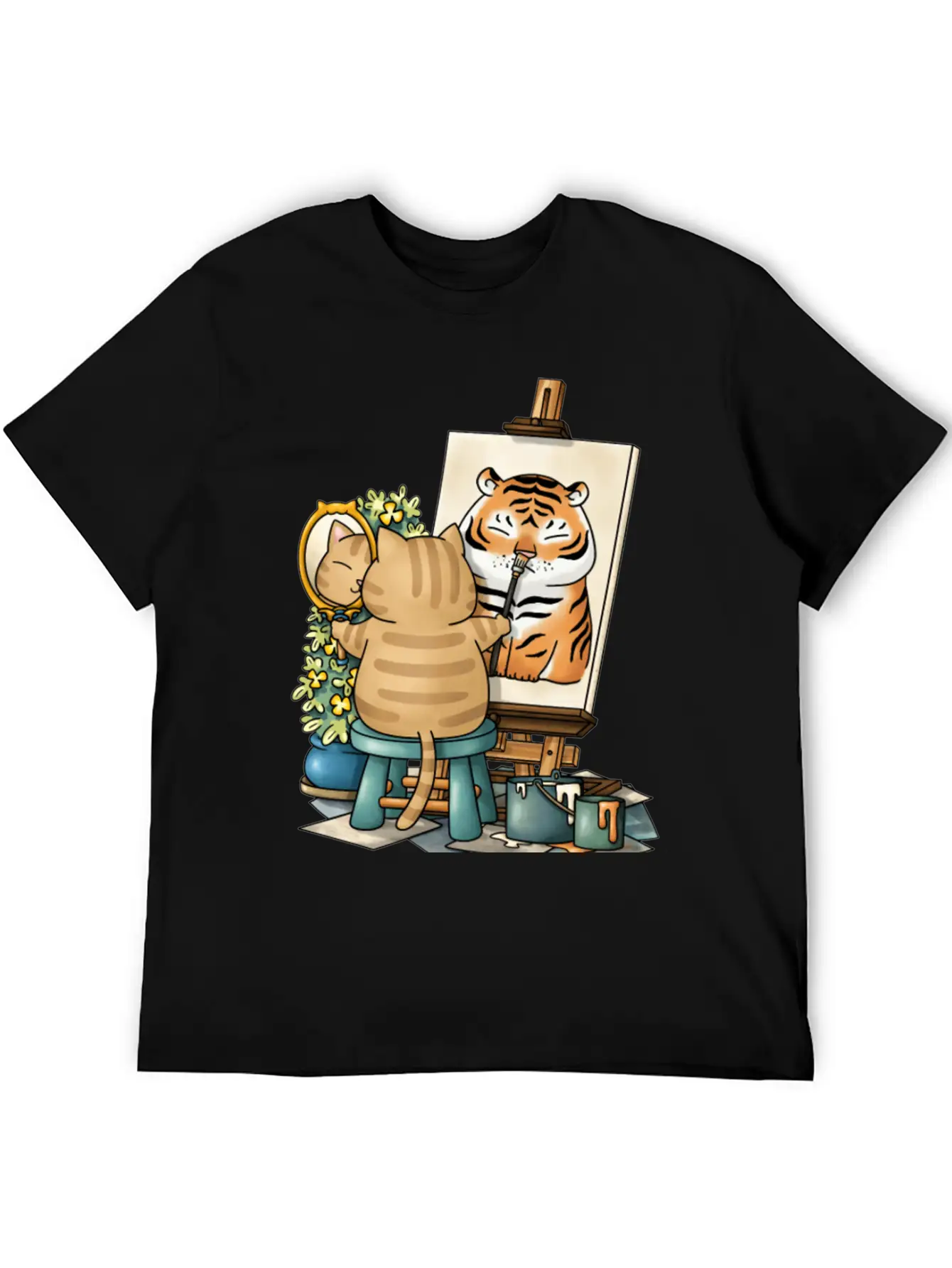 Cat Confidence Self Portrait Stylish Everyday T-Shirt – Unisex Basic Cotton Tee