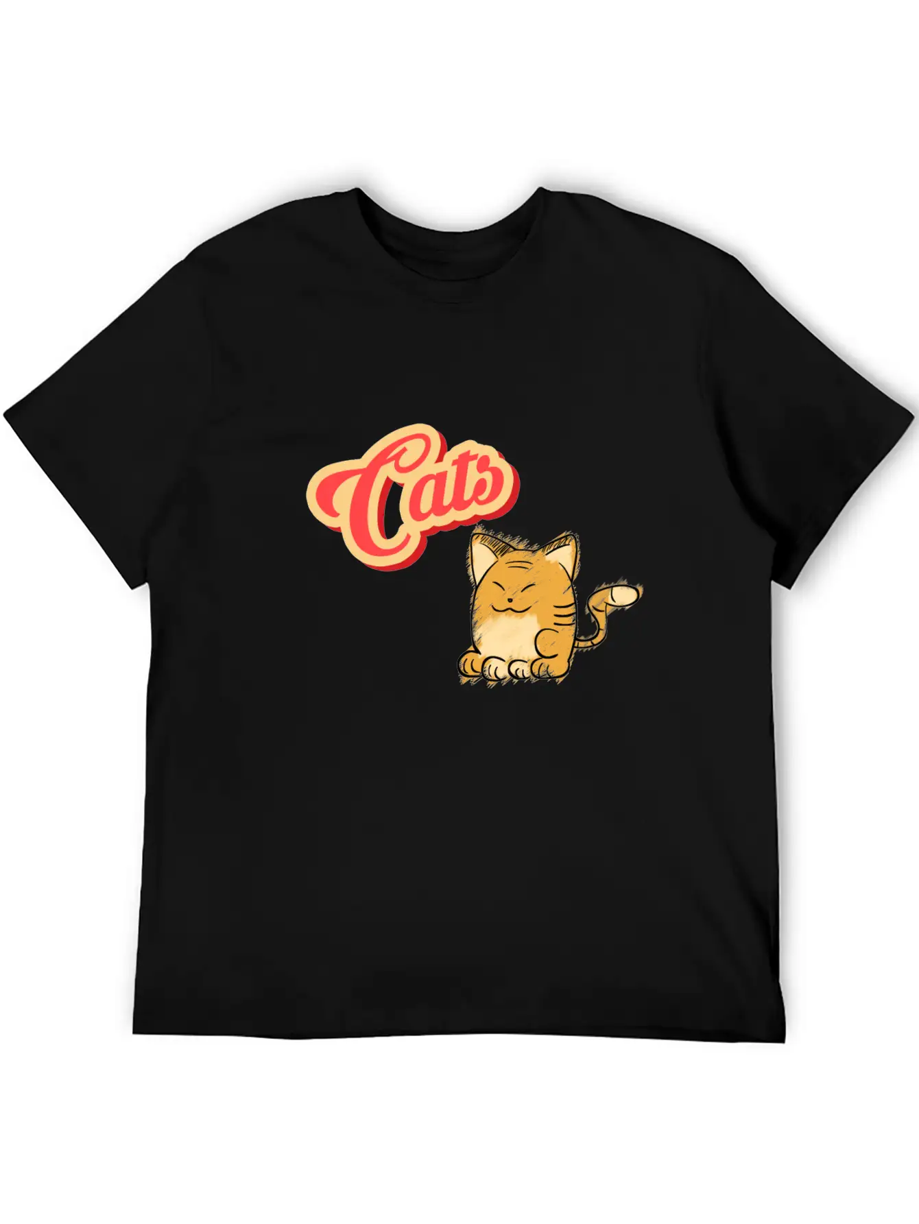 Cat | Cute Cat Lettering Stylish Everyday T-Shirt – Unisex Basic Cotton Tee
