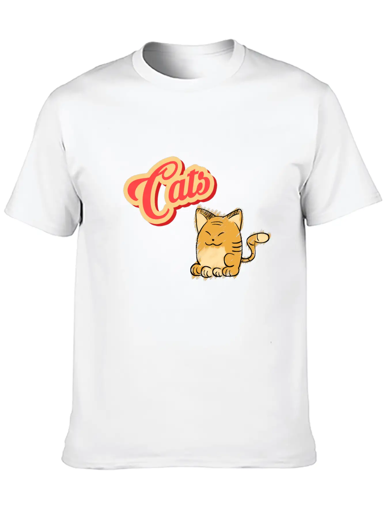 Cat | Cute Cat Lettering Stylish Everyday T-Shirt – Unisex Basic Cotton Tee