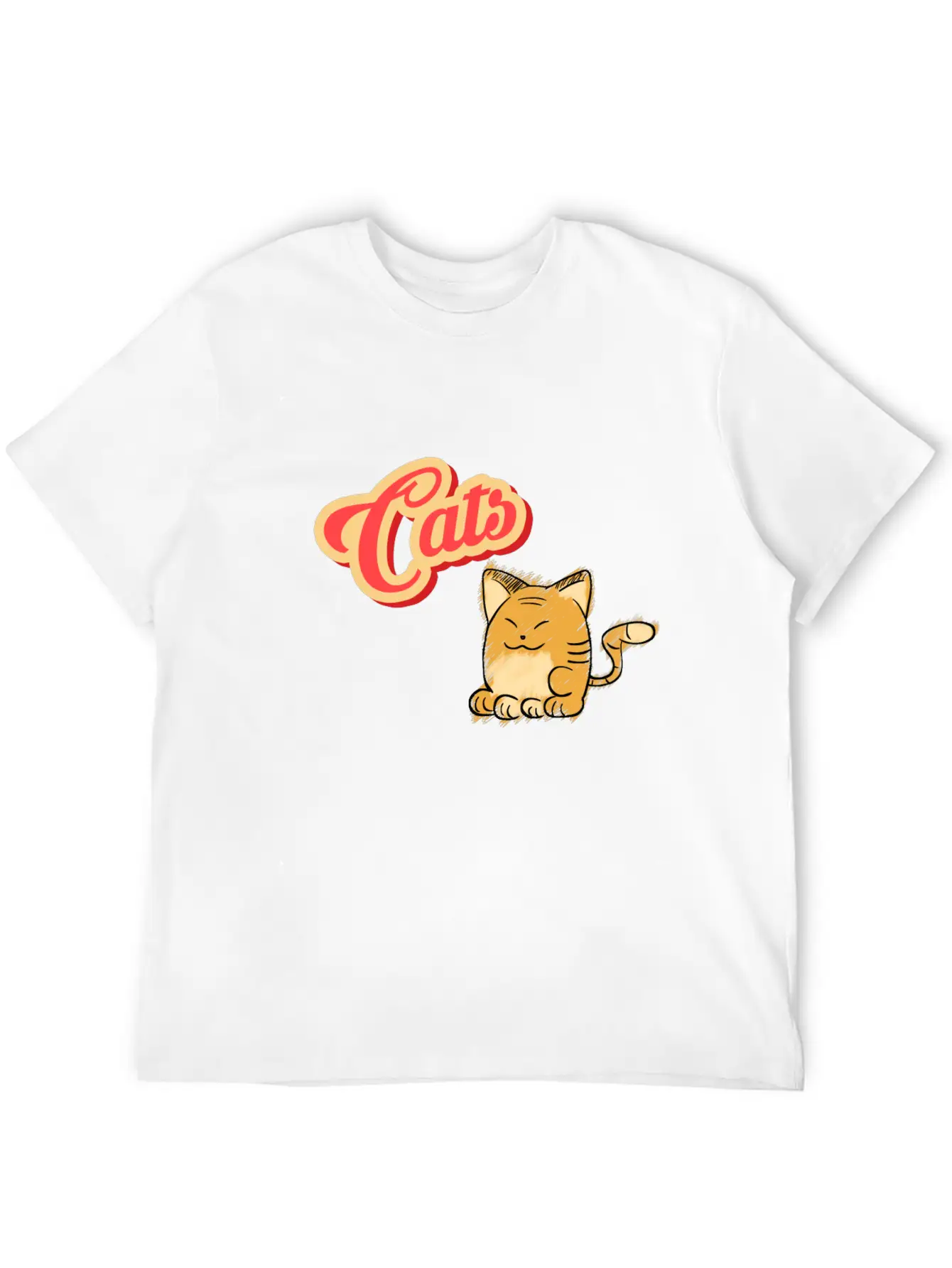 Cat | Cute Cat Lettering Stylish Everyday T-Shirt – Unisex Basic Cotton Tee