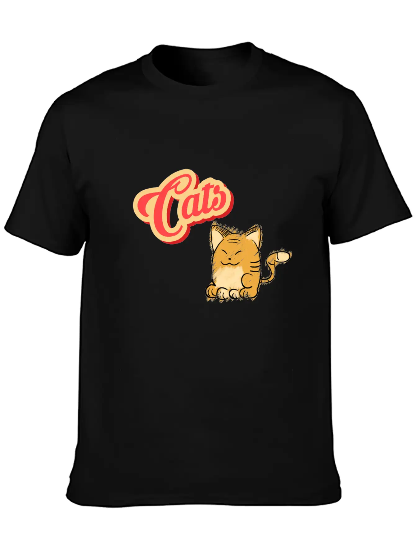 Cat | Cute Cat Lettering Stylish Everyday T-Shirt – Unisex Basic Cotton Tee
