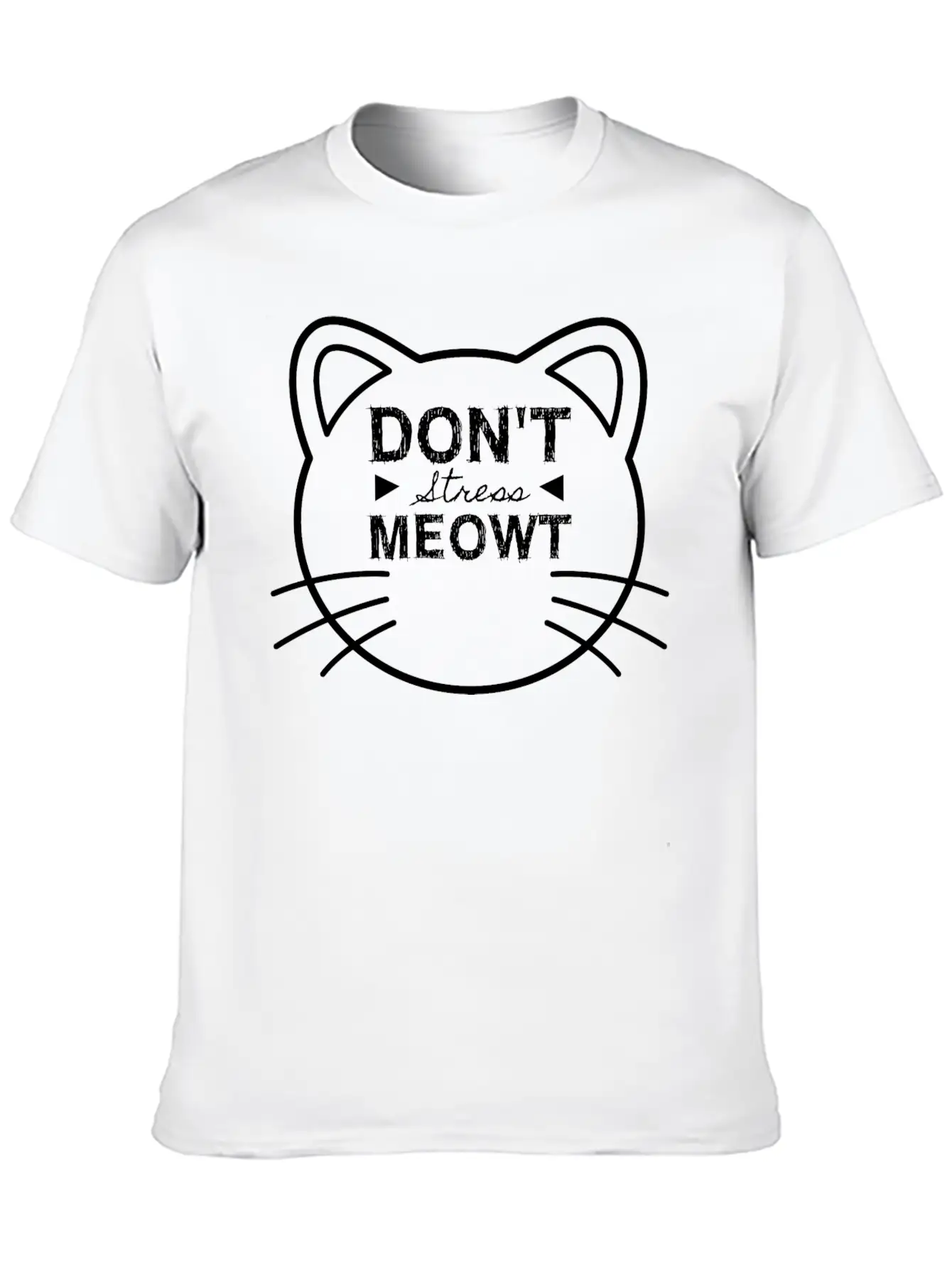Cat Don't Stress Meowt Design Stylish Everyday T-Shirt – Unisex Basic Cotton Tee