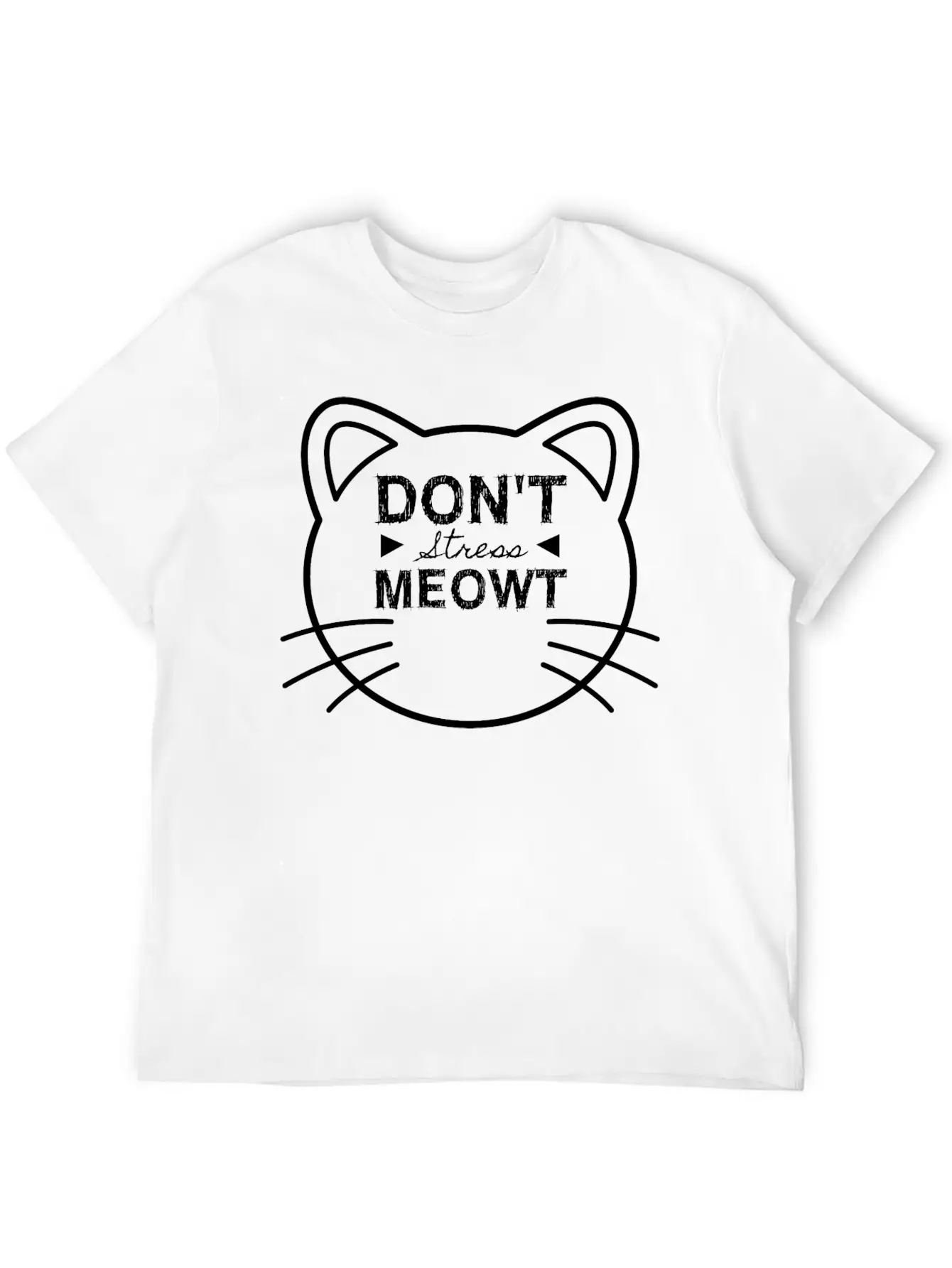 Cat Don't Stress Meowt Design Stylish Everyday T-Shirt – Unisex Basic Cotton Tee