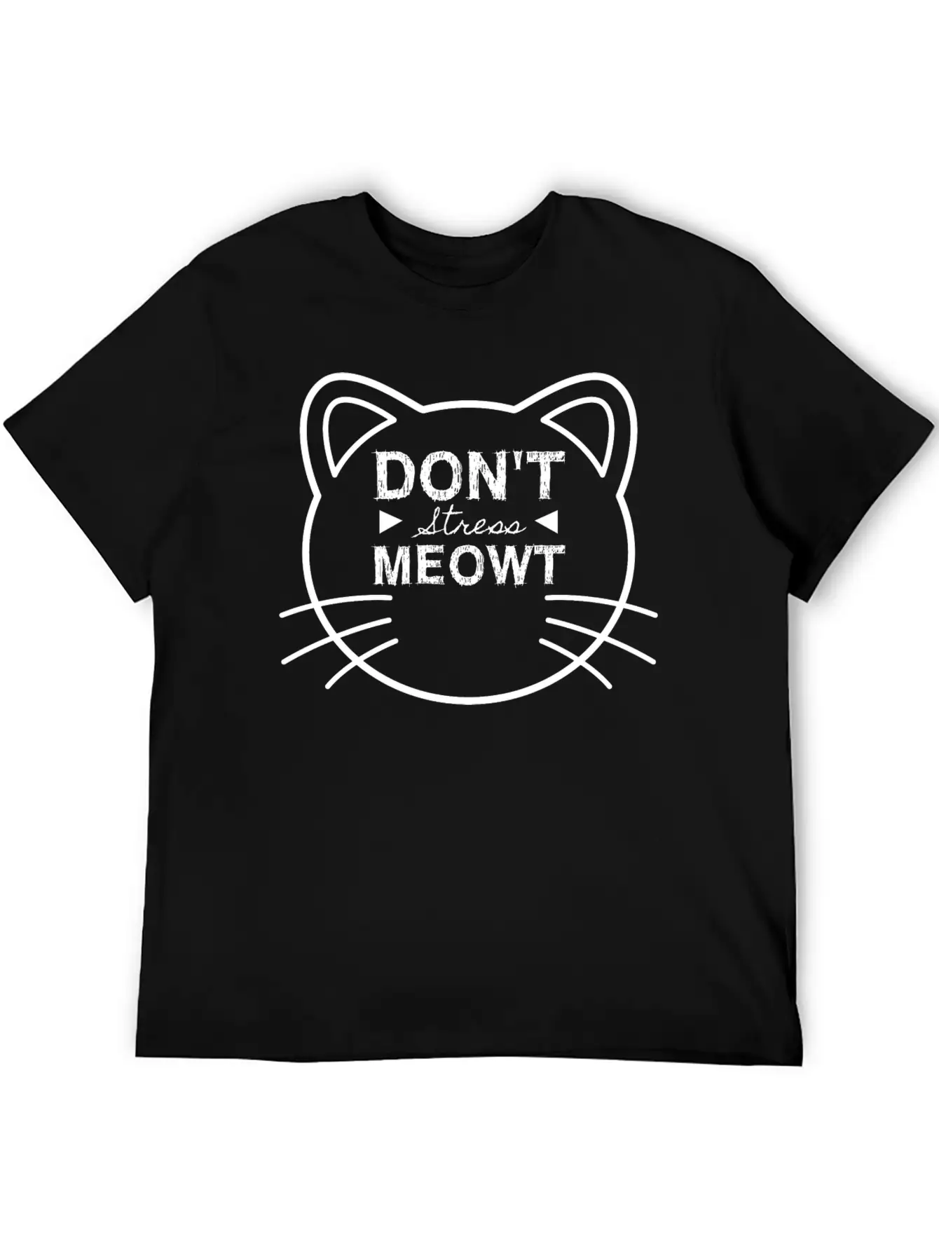 Cat Don't Stress Meowt Design Stylish Everyday T-Shirt – Unisex Basic Cotton Tee