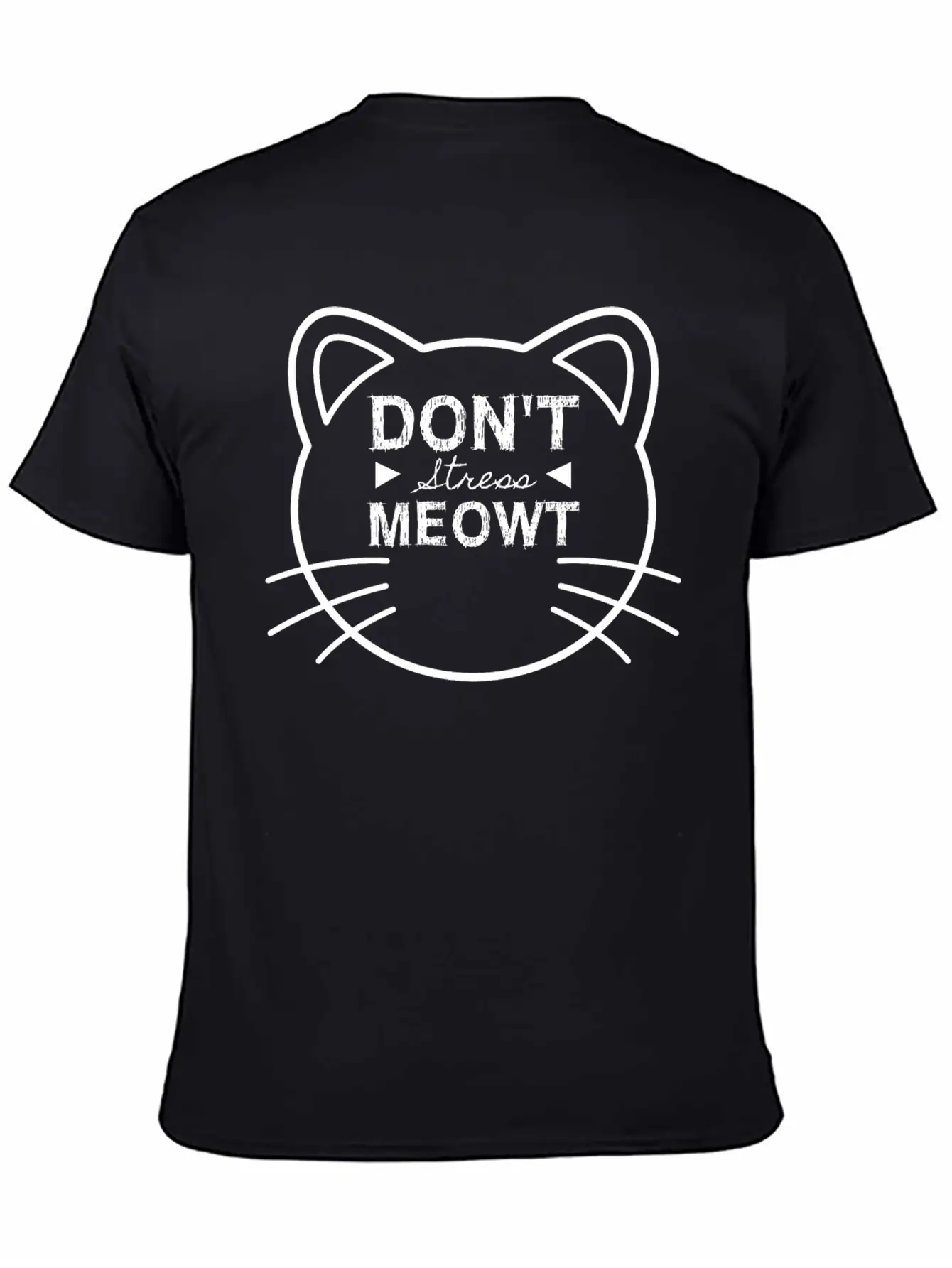 Cat Don't Stress Meowt Design Stylish Everyday T-Shirt – Unisex Basic Cotton Tee