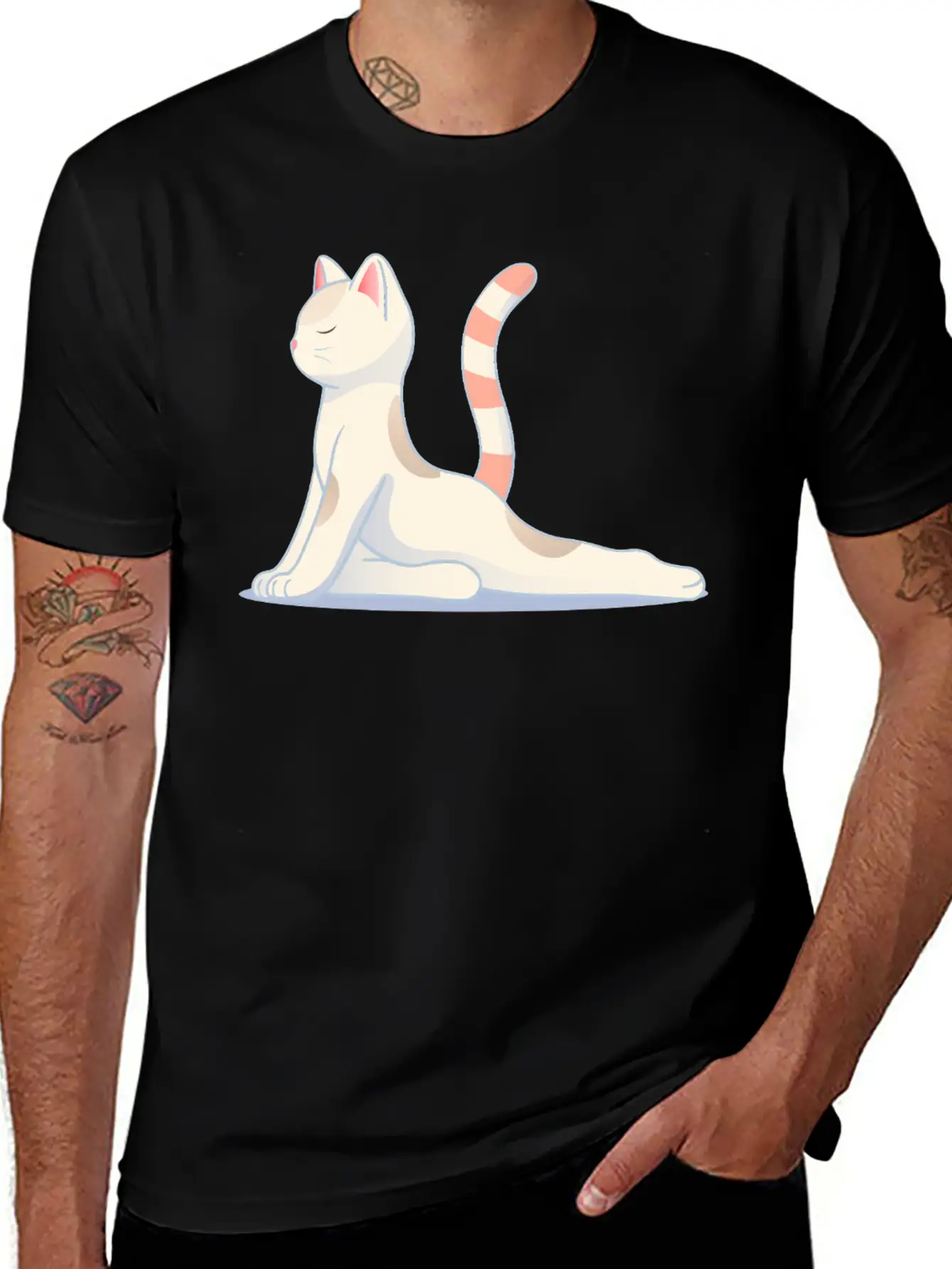 Cat In Meditative Yoga Pose Essential Unisex Summer Tee – Soft Cotton Casual Fit