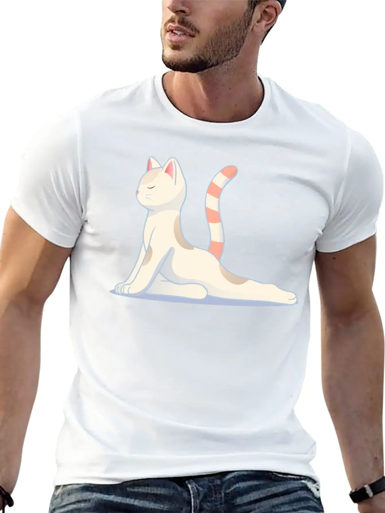 Cat In Meditative Yoga Pose Essential Unisex Summer Tee – Soft Cotton Casual Fit