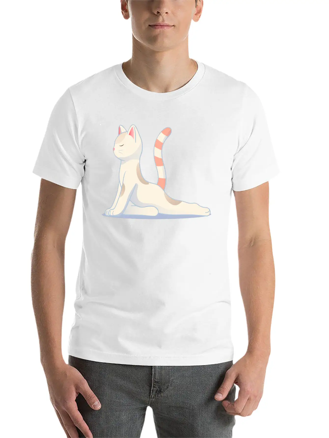 Cat In Meditative Yoga Pose Essential Unisex Summer Tee – Soft Cotton Casual Fit