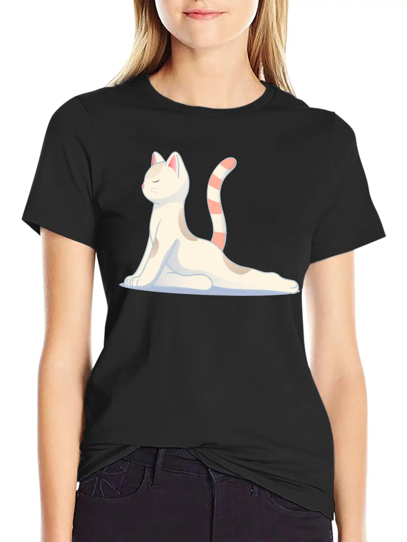 Cat In Meditative Yoga Pose Essential Unisex Summer Tee – Soft Cotton Casual Fit