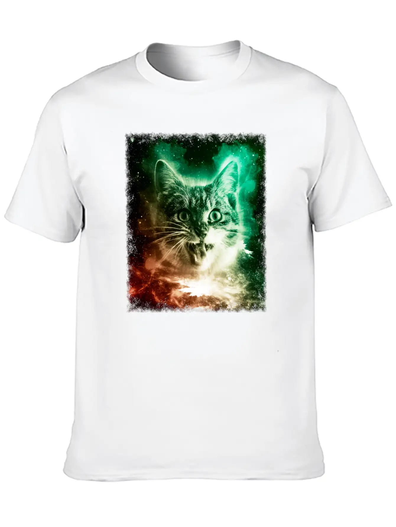 Cat In Space Shirt Trippy Galaxy Cosmic Retro Kitten T Shirt Stylish Everyday T-Shirt – Unisex Basic Cotton Tee