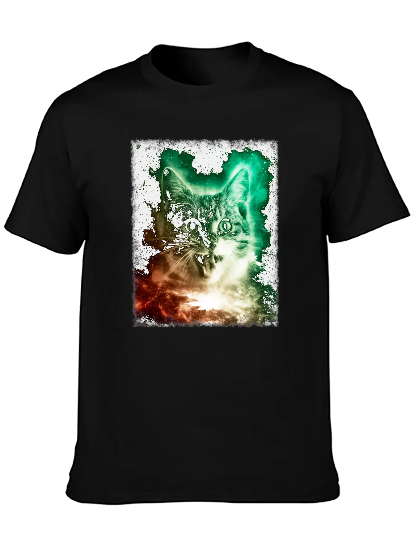 Cat In Space Shirt Trippy Galaxy Cosmic Retro Kitten T Shirt Stylish Everyday T-Shirt – Unisex Basic Cotton Tee
