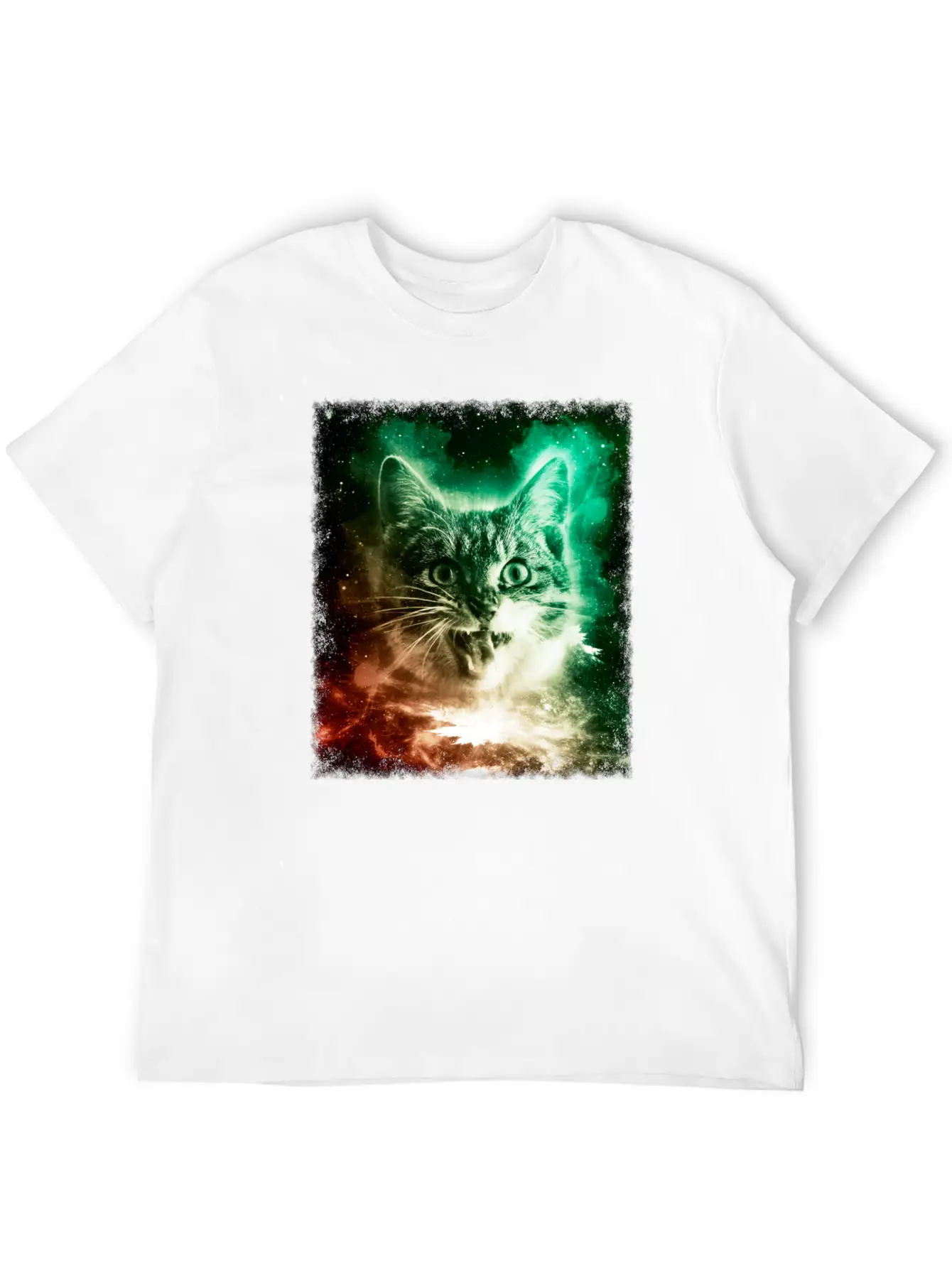 Cat In Space Shirt Trippy Galaxy Cosmic Retro Kitten T Shirt Stylish Everyday T-Shirt – Unisex Basic Cotton Tee