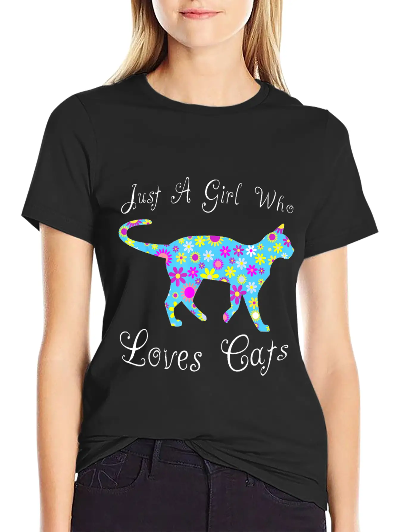 Cat Inspired Sayings For Girls Cute Cat Themed Gif Timeless Short Sleeve Tee – Comfy And Minimalist Design