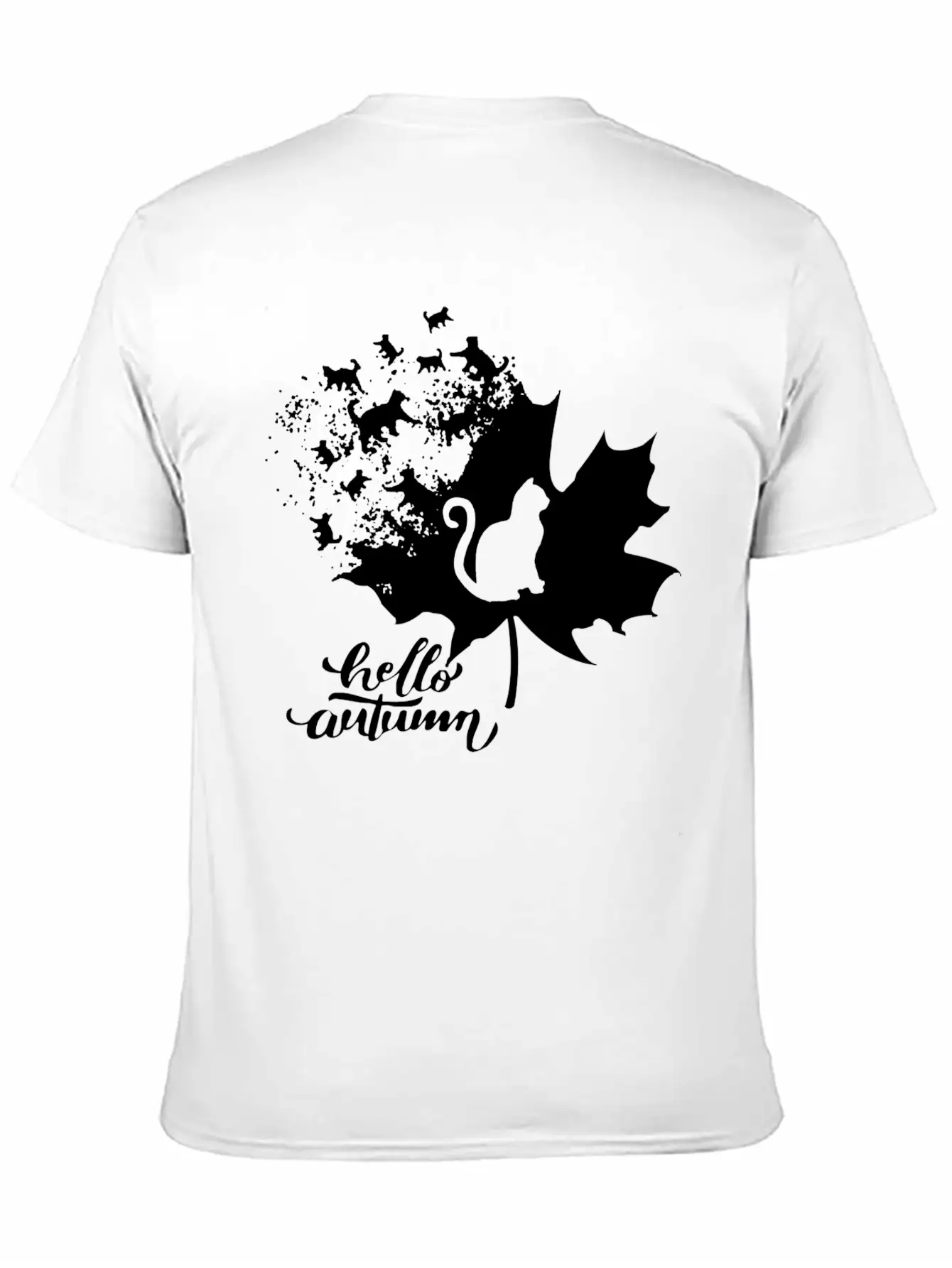 Cat Leaf Fall Hello Autumn Stylish Everyday T-Shirt – Unisex Basic Cotton Tee