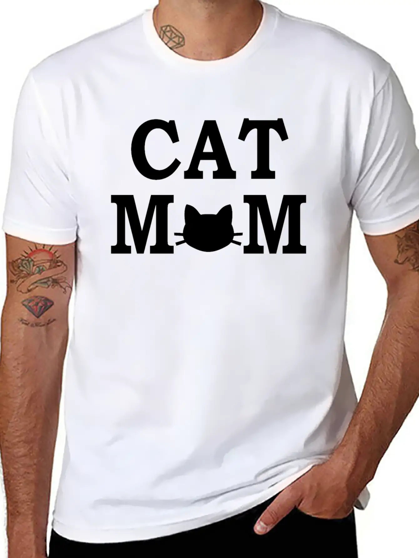Cat Mom - Black Unisex Short Sleeve Soft Cotton T-Shirt – Casual Everyday Wear
