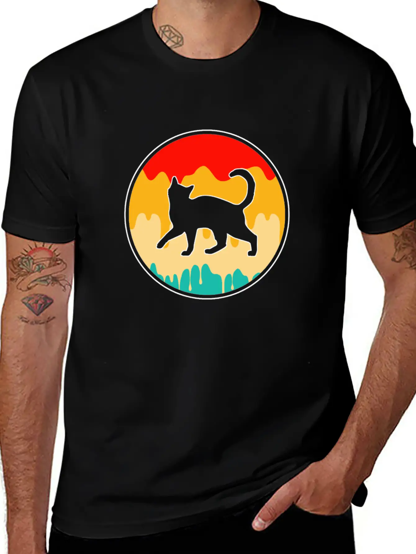 Cat Retro Unisex Short Sleeve Soft Cotton T-Shirt – Casual Everyday Wear