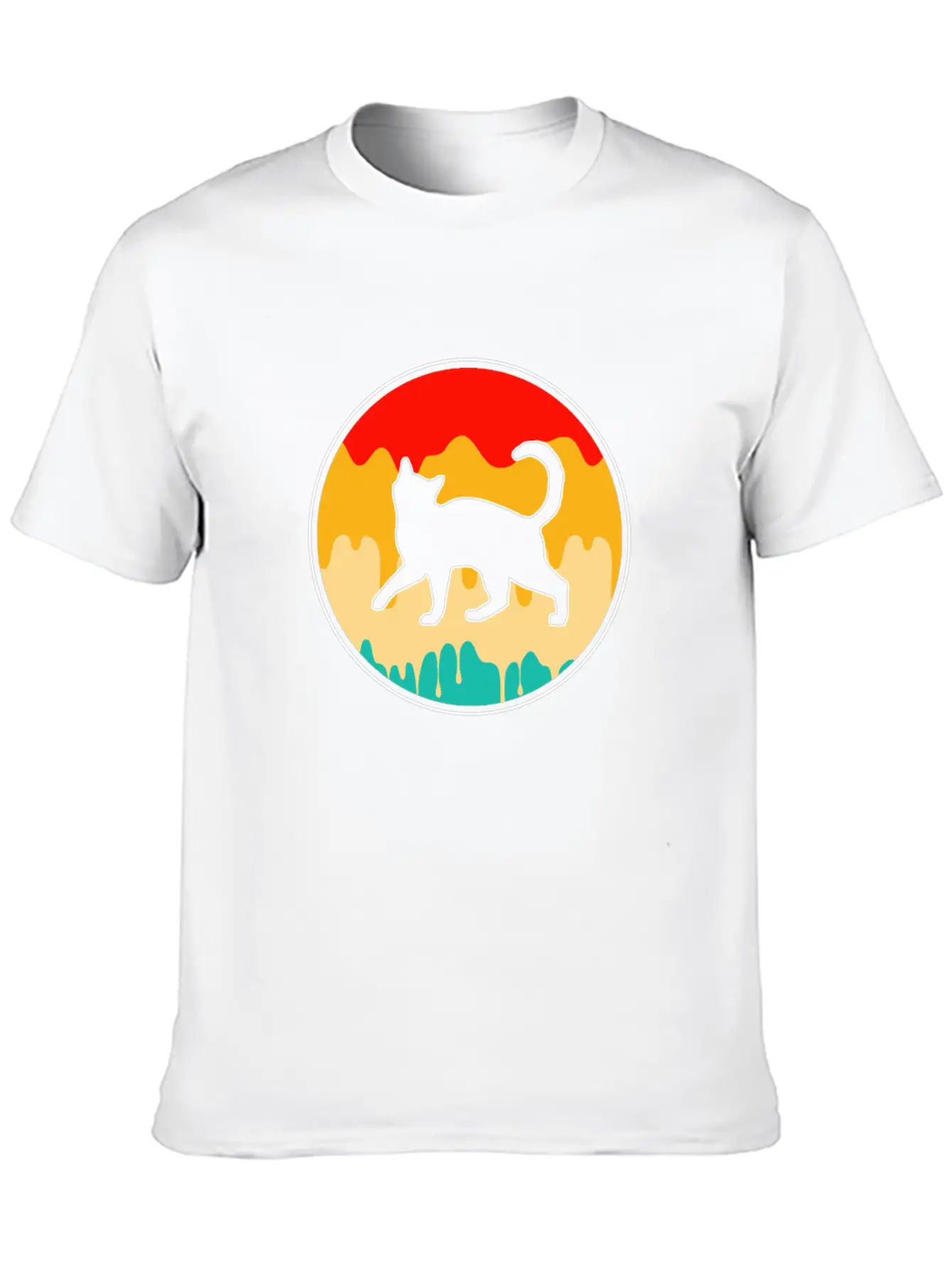 Cat Retro Unisex Short Sleeve Soft Cotton T-Shirt – Casual Everyday Wear