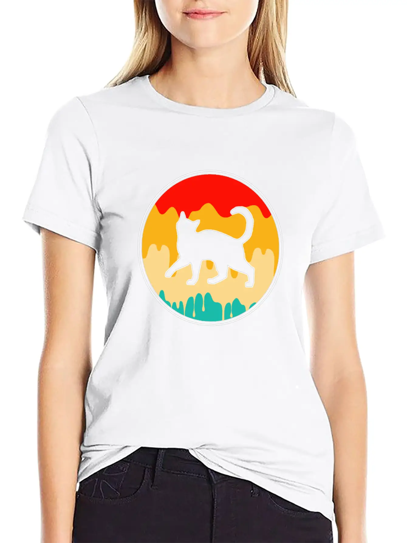 Cat Retro Unisex Short Sleeve Soft Cotton T-Shirt – Casual Everyday Wear