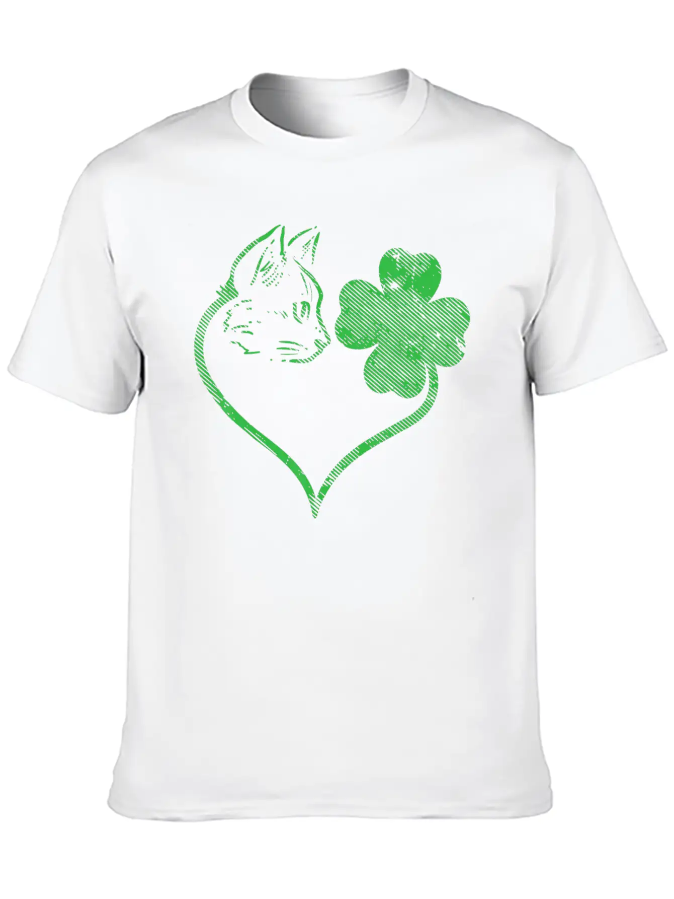 Cat Silhouette Shamrock St Patricks Day Stylish Everyday T-Shirt – Unisex Basic Cotton Tee